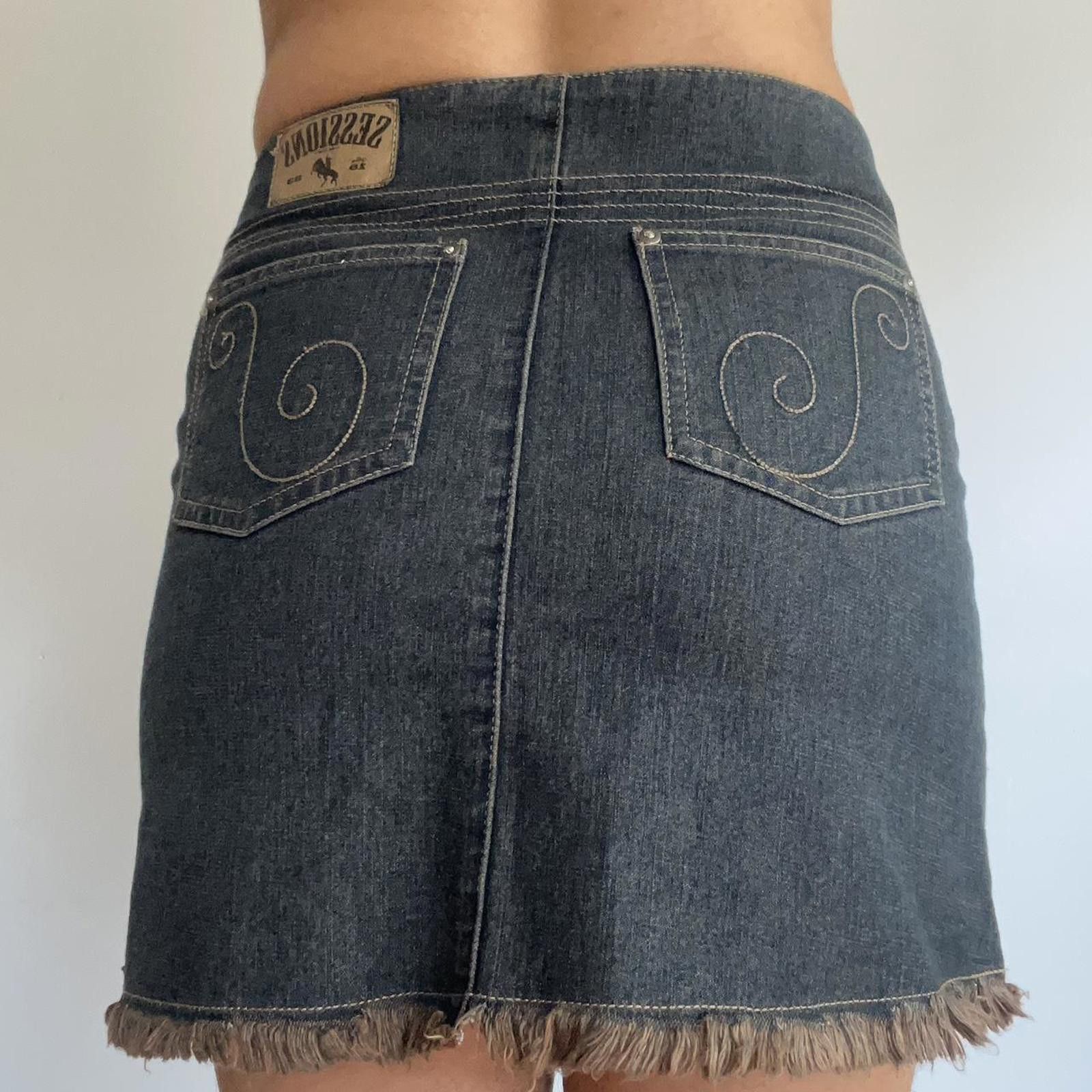 Other Mini denim skirt with fringe hem #miniskirt Size 27" / US 4 / IT 40 - 4 Thumbnail