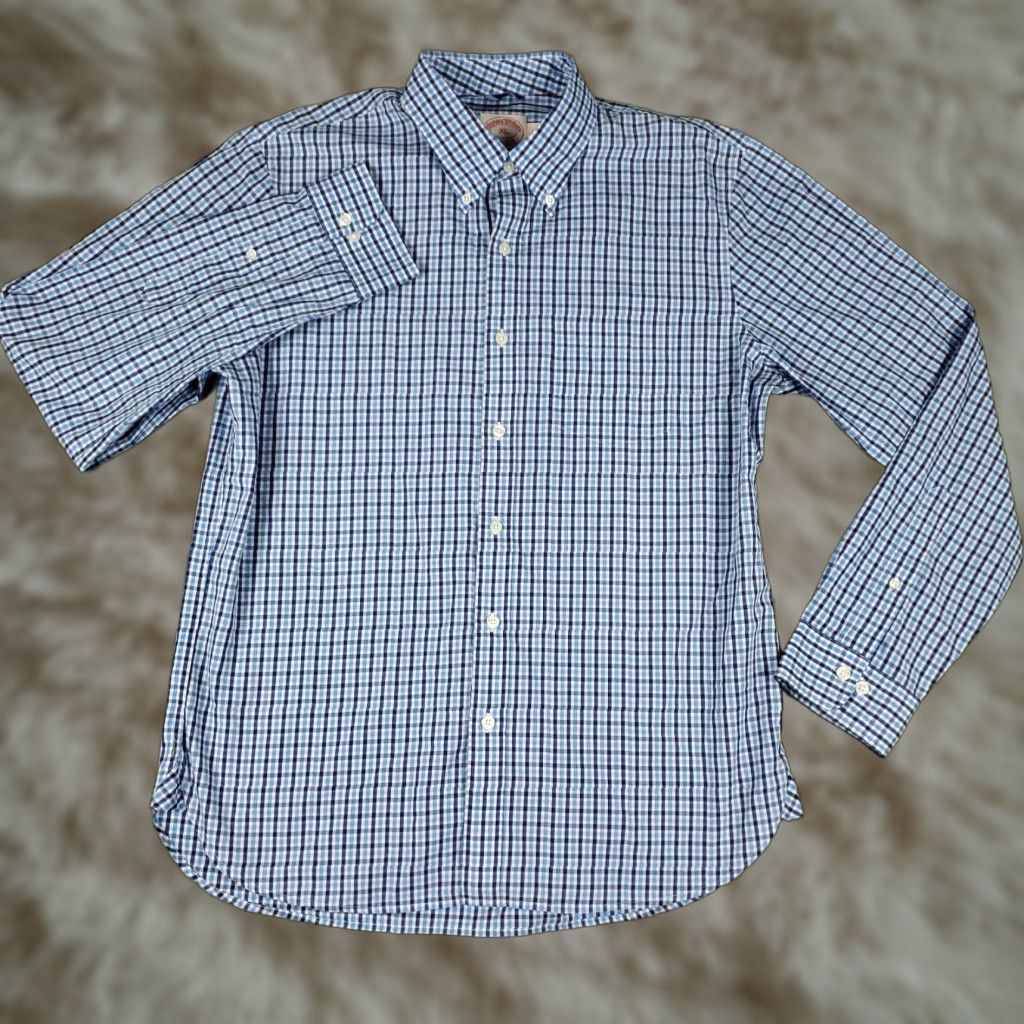 Brooks Brothers Brooks Brothers Shirt Mens XL Blue Check Button-Up Long Sleeve Casual Formal Workwear Colorful Modern Preppy 90s? Size US XL / EU 56 / 4 - 1 Thumbnail