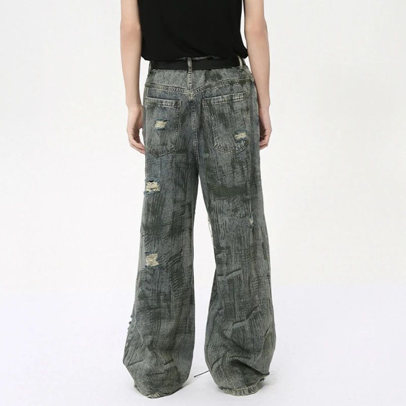 Japanese Brand × Jean Niche Dirty Splicing Broken Male Jeans Size US 33 - 4 Thumbnail