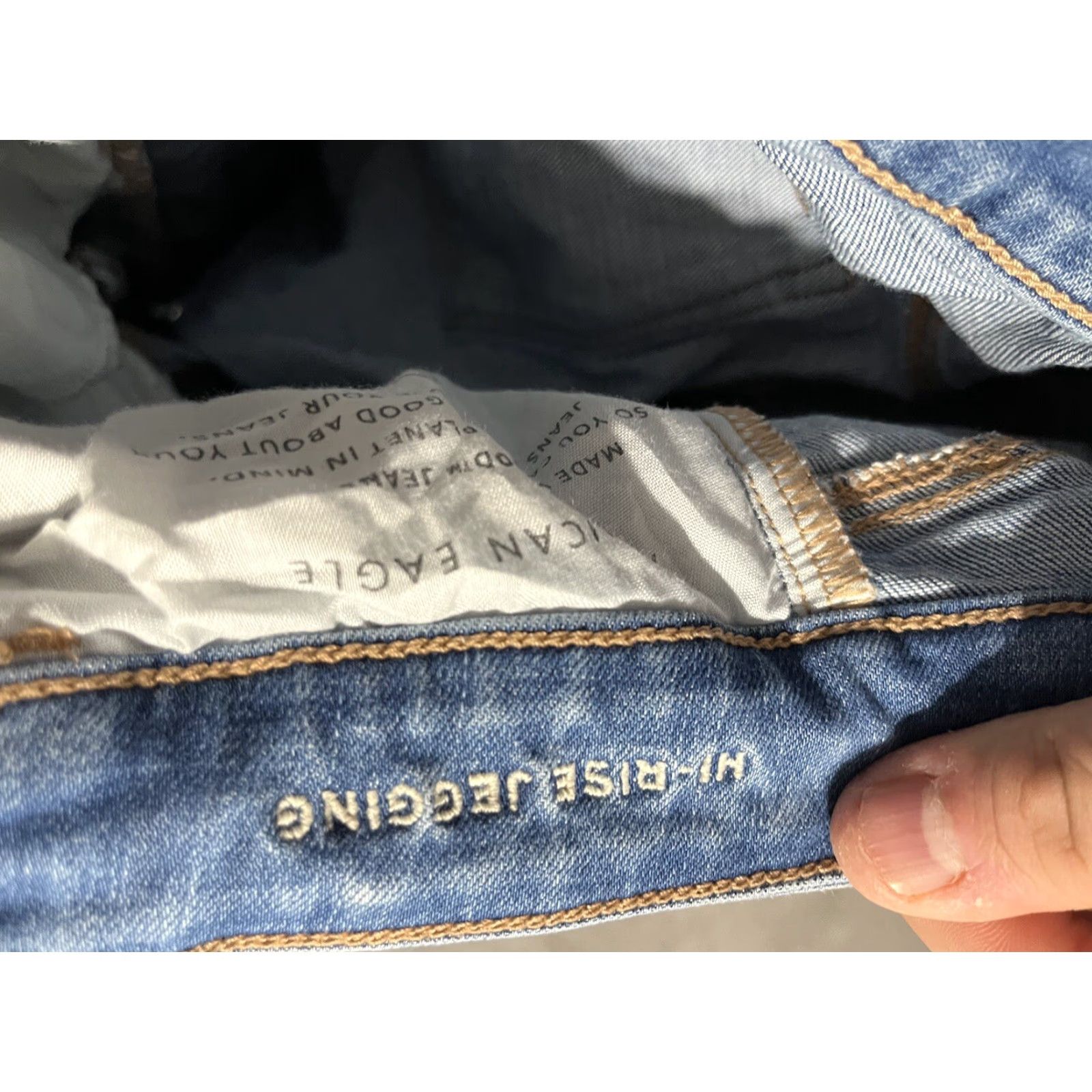 American Eagle Outfitters VINTAGE American Eagle Blue Next Level Stretch Hi-Rise Jegging Pants 6 Reg Distres Size 28" / US 6 / IT 42 - 6 Thumbnail