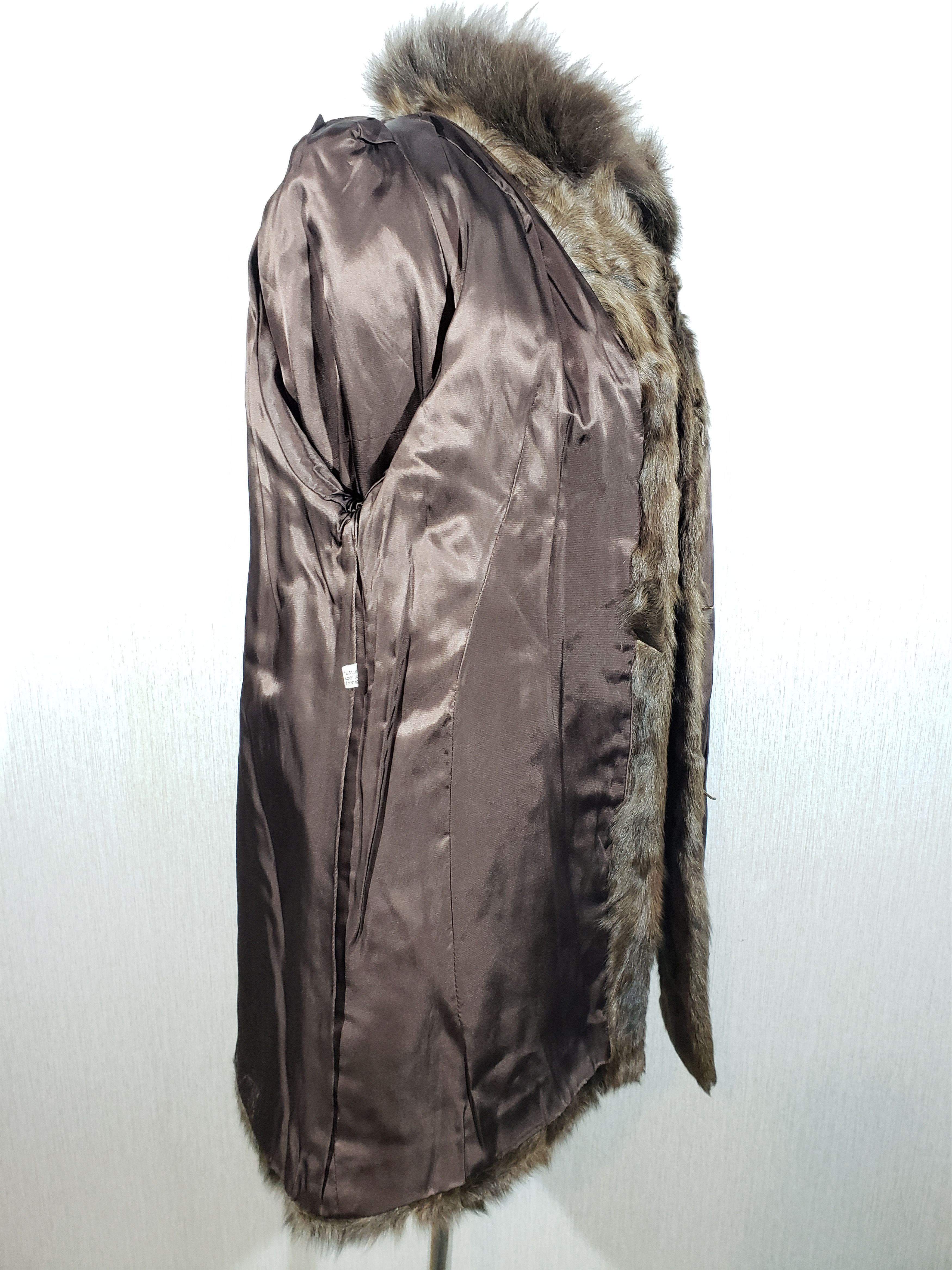 Genuine Leather Warm brown women's fur coat with genuine goat fur. Size XXL / US 16-18 / IT 52-54 - 6 Thumbnail