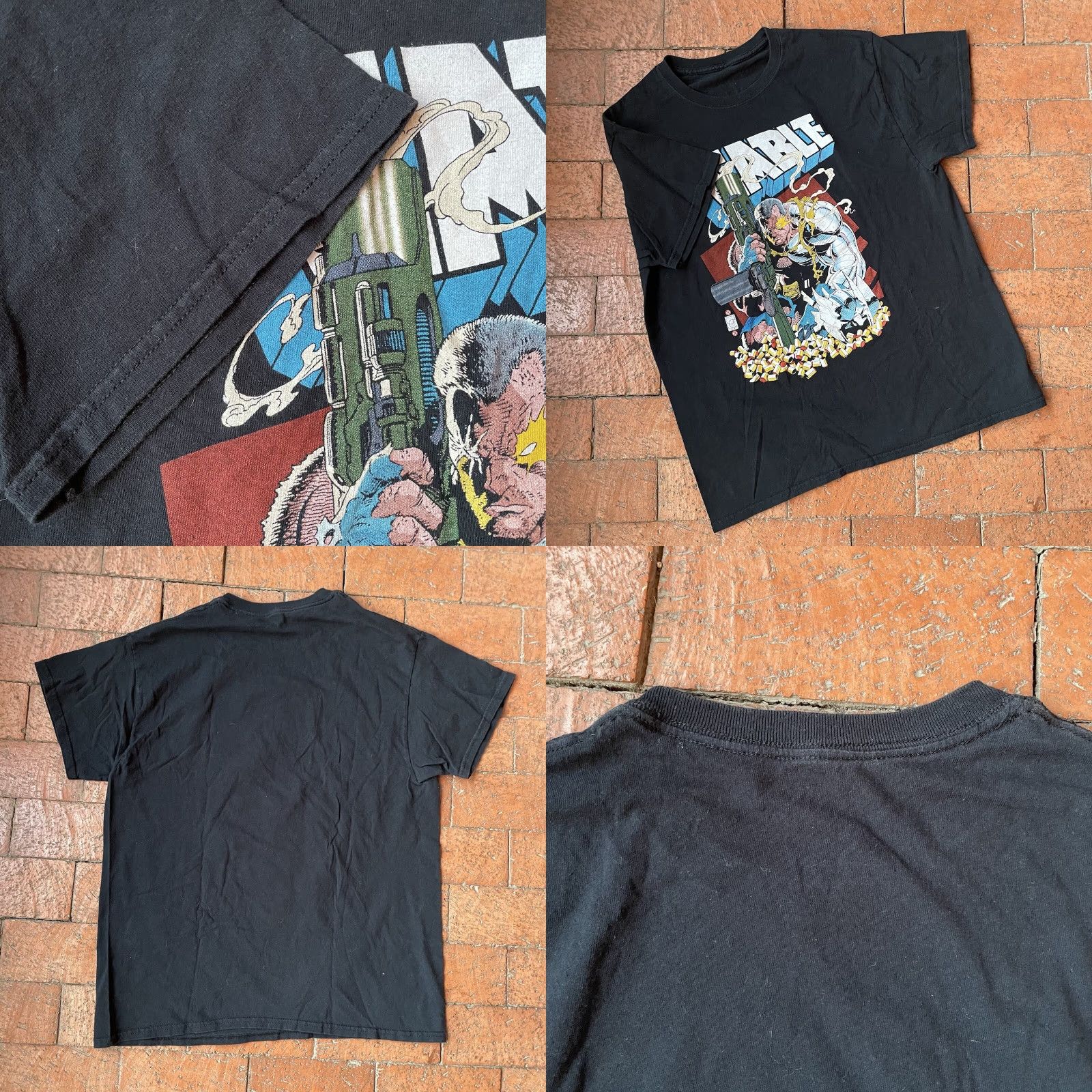 Vintage VINTAGE Cable Shell Casings T Shirt Marvel Licensed Mens Crew Neck Short Sleeve Black Cotton Logo 90s Comics USA Size US L / EU 52-54 / 3 - 8 Thumbnail