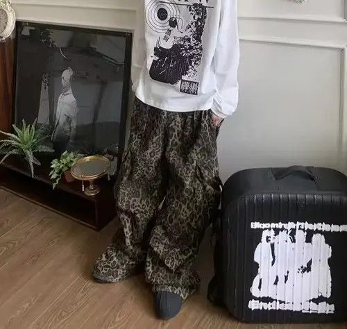 VIBE Leopard Print Cargo Wide Leg Pants Size US 29 - 3 Thumbnail