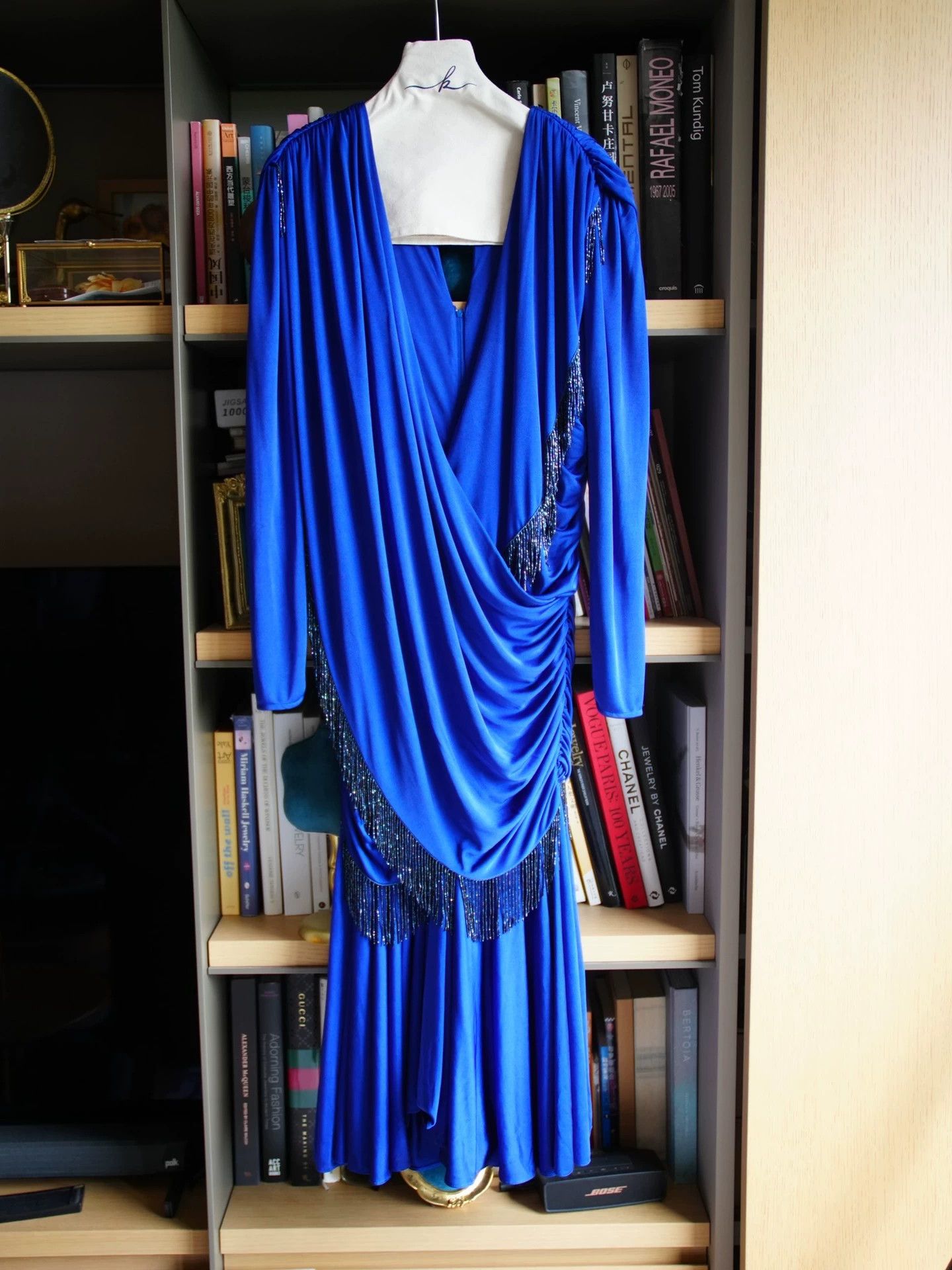 Vintage Vintage Klein Blue Pleated Beaded Tassel Dress Size L / US 10 / IT 46 - 3 Thumbnail