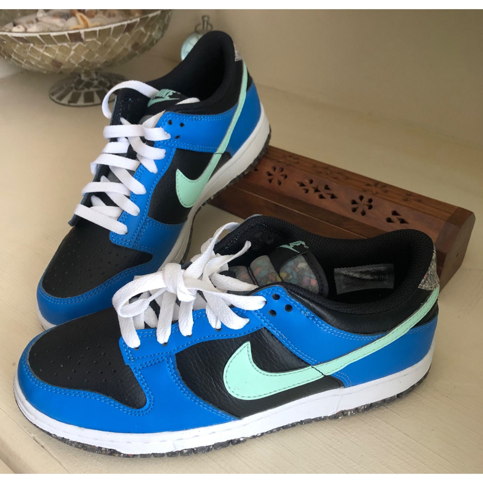 Nike NIB NIKE Dunk Low SE GS E Black Mint Foam Blue Size 6Y (7.5/ Size US 6 / EU 39 - 3 Thumbnail