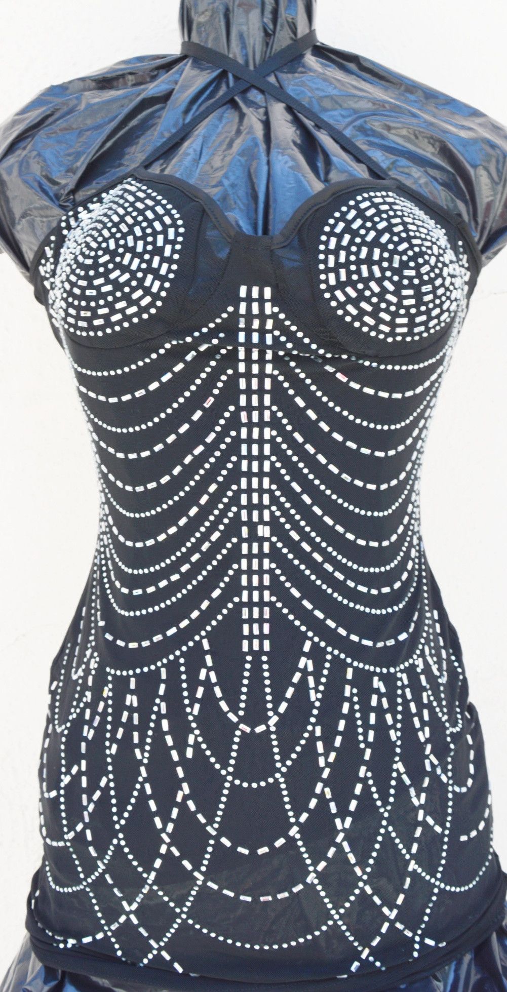 Other MINIDRESS SEQUIN/GLITTER SILVER BLACK STRAPS SUPER STRETCH Size M / US 6-8 / IT 42-44 - 10 Thumbnail