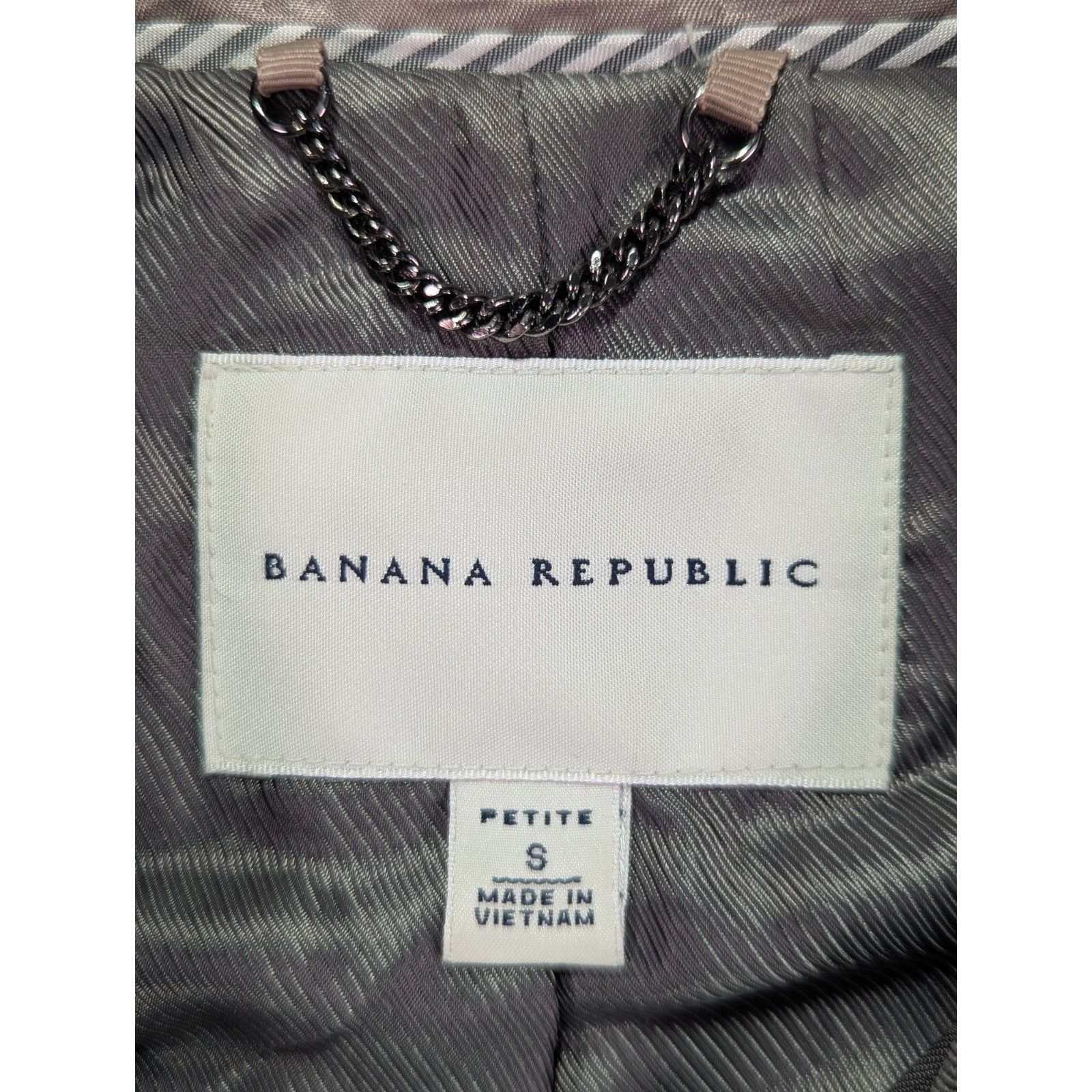 Banana Republic Trench Coat S Petite Gray Plaid Check Double Breasted Belted Size S / US 4 / IT 40 - 4 Thumbnail