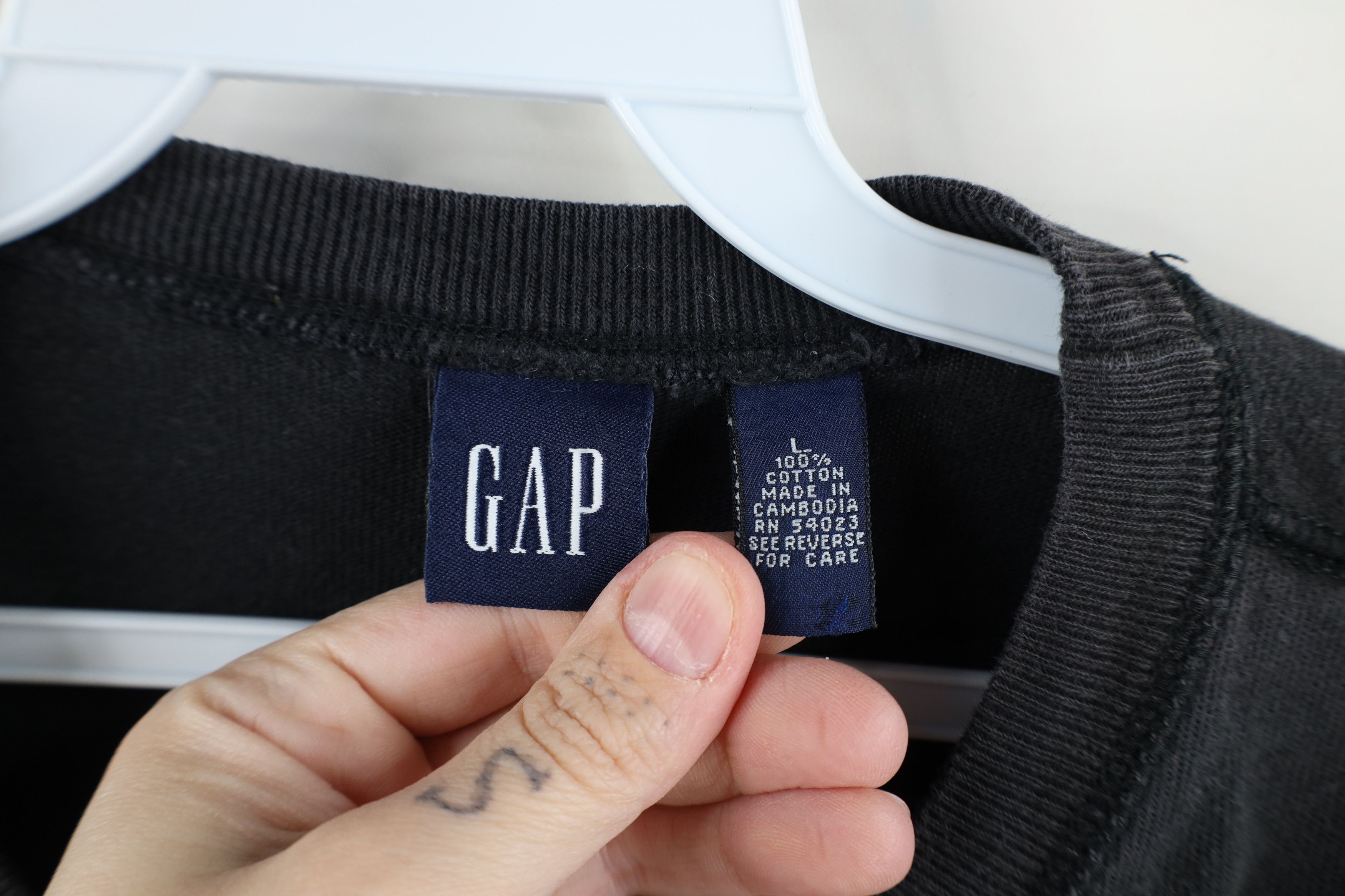 Gap × Vintage Vintage 90s Gap Cotton Ribbed Knit Long Sleeve T-Shirt Black Size US L / EU 52-54 / 3 - 4 Thumbnail