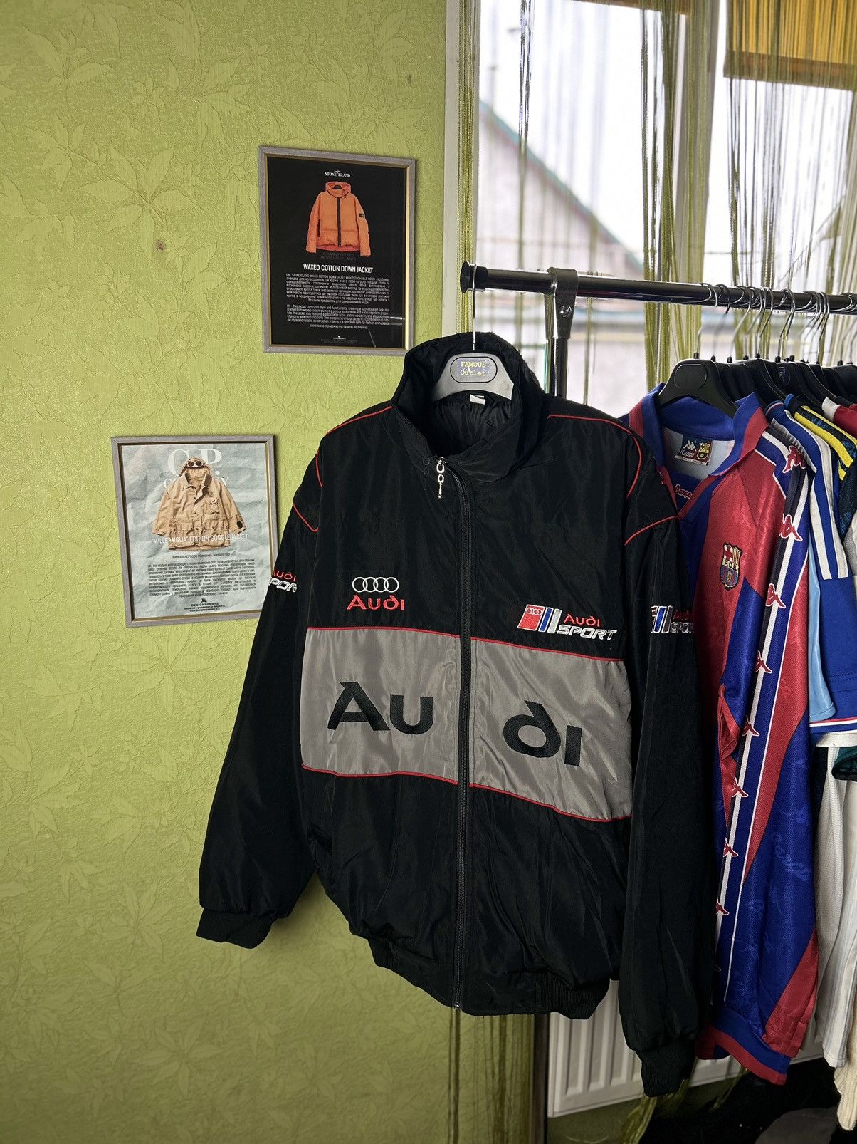 image of Vintage Jacket Audi Black Big Logo 90S, Men's (Size XL)