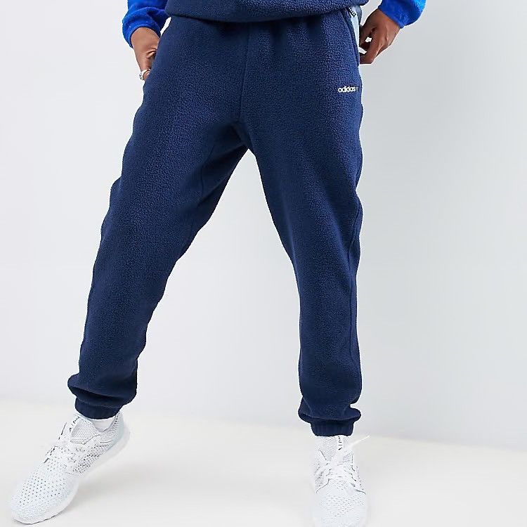 Adidas ADIDAS FLEECE SWEATPANTS MEN’S NAVY BLUE RARE Y2K PANTALONE Size US 35 - 1 Thumbnail