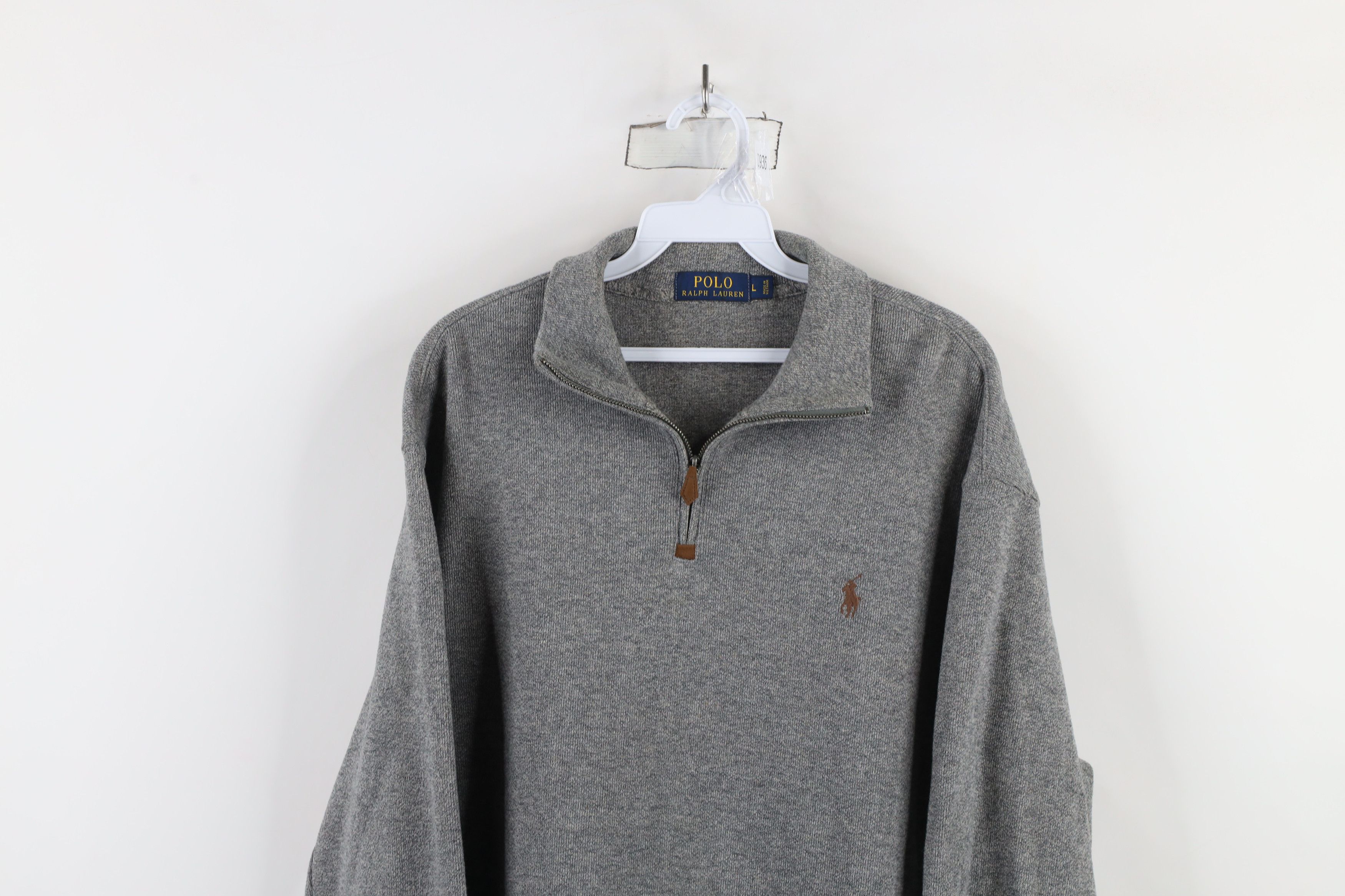 Ralph Lauren × Vintage Vintage Ralph Lauren Knit Half Zip Pullover Sweater Gray Size US L / EU 52-54 / 3 - 2 Thumbnail