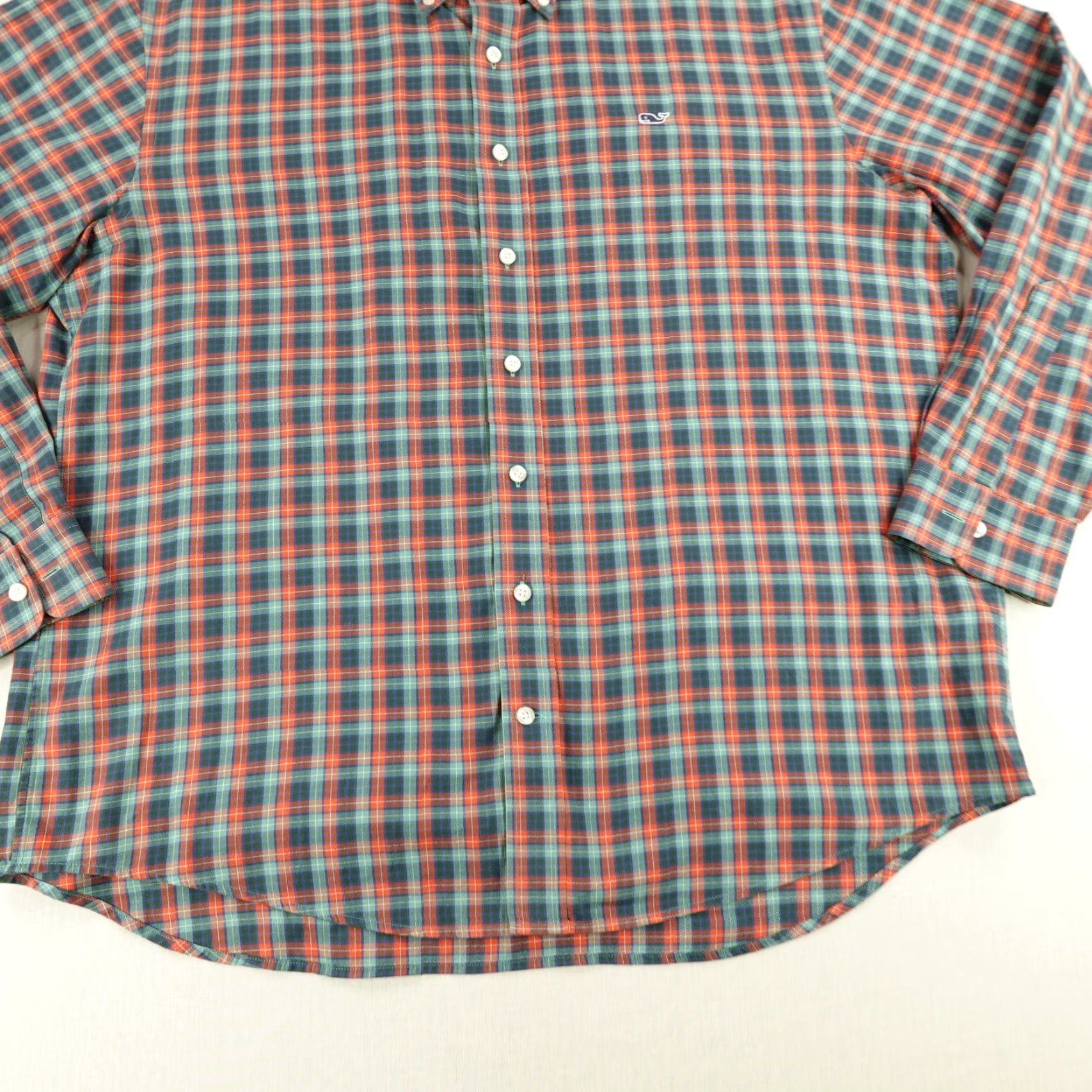 Vineyard Vines Vineyard Vines Shirt Men Large Orange Green Plaid Flannel Whale Button Up Preppy Size US L / EU 52-54 / 3 - 4 Thumbnail