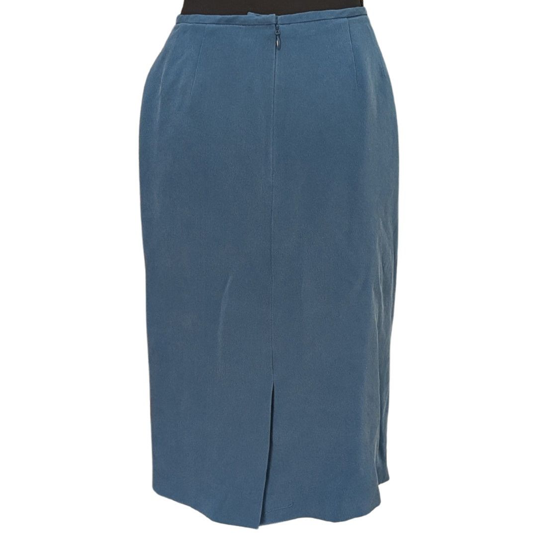 Preston & York Preston & York Navy Blue Silk Pencil Skirt | Women's 12 Size 34" / US 12 / IT 48 - 2 Thumbnail
