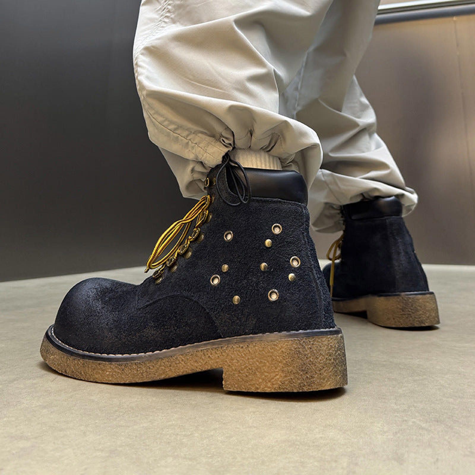 Japanese Brand Studded Platform Boots, Workwear Ankle Boots Size US 7 / EU 40 - 11 Thumbnail