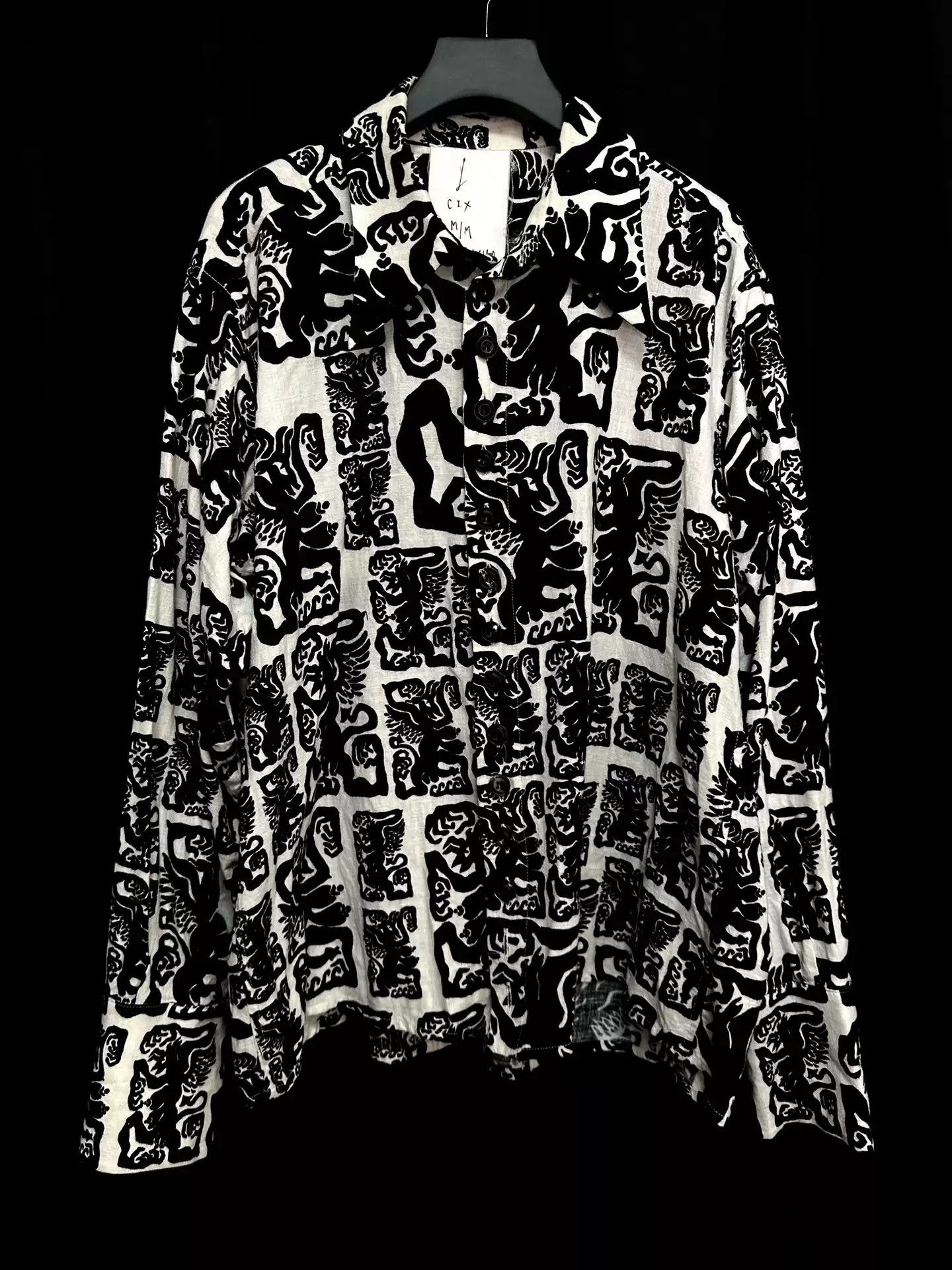 Chemise John Alexander Skelton Houndstooth Raw - Taille M, Noir Et Blanc, Fait Main UK