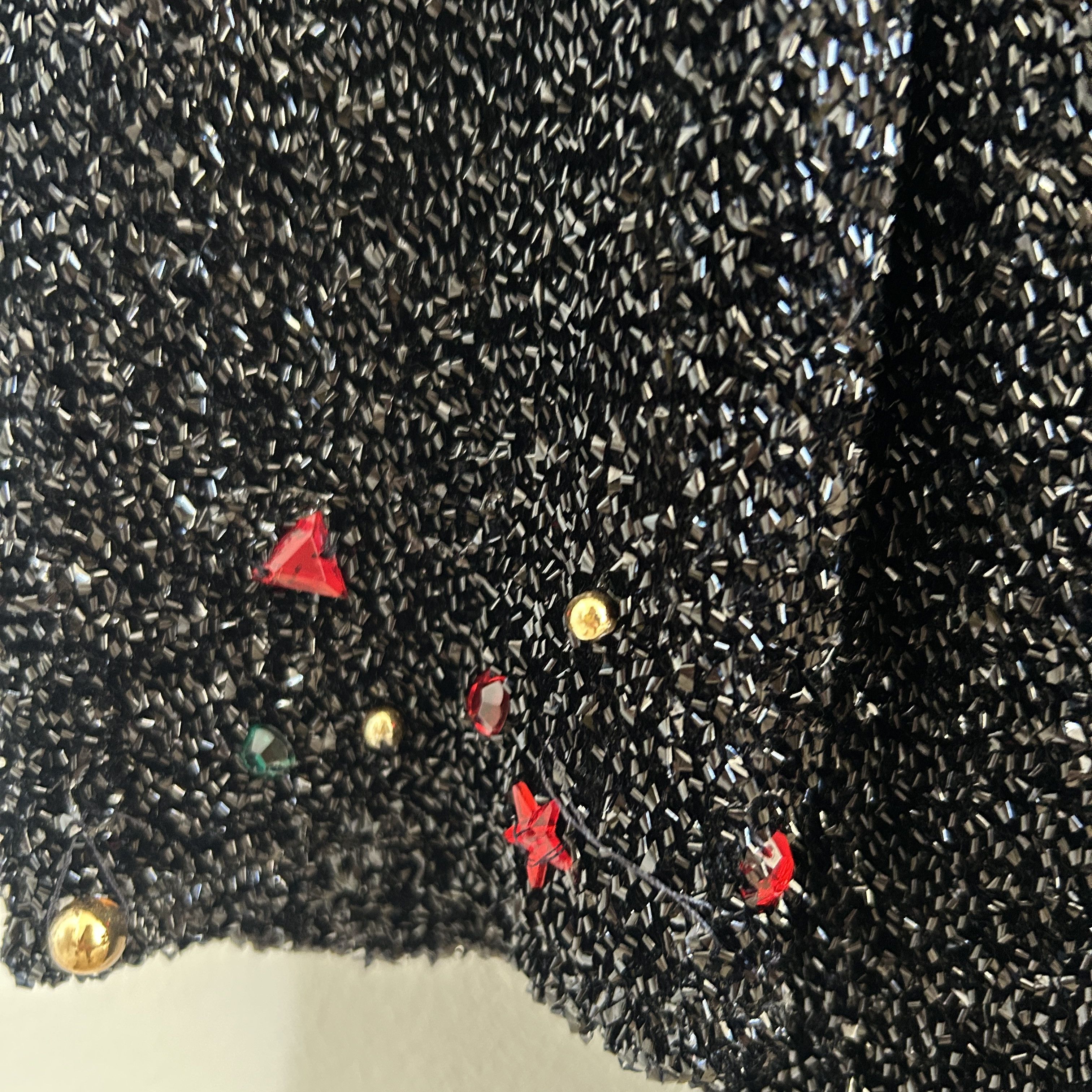 Vintage Vintage 80s Jeweled Black Lurex Mini Dress Size S / US 4 / IT 40 - 10 Thumbnail