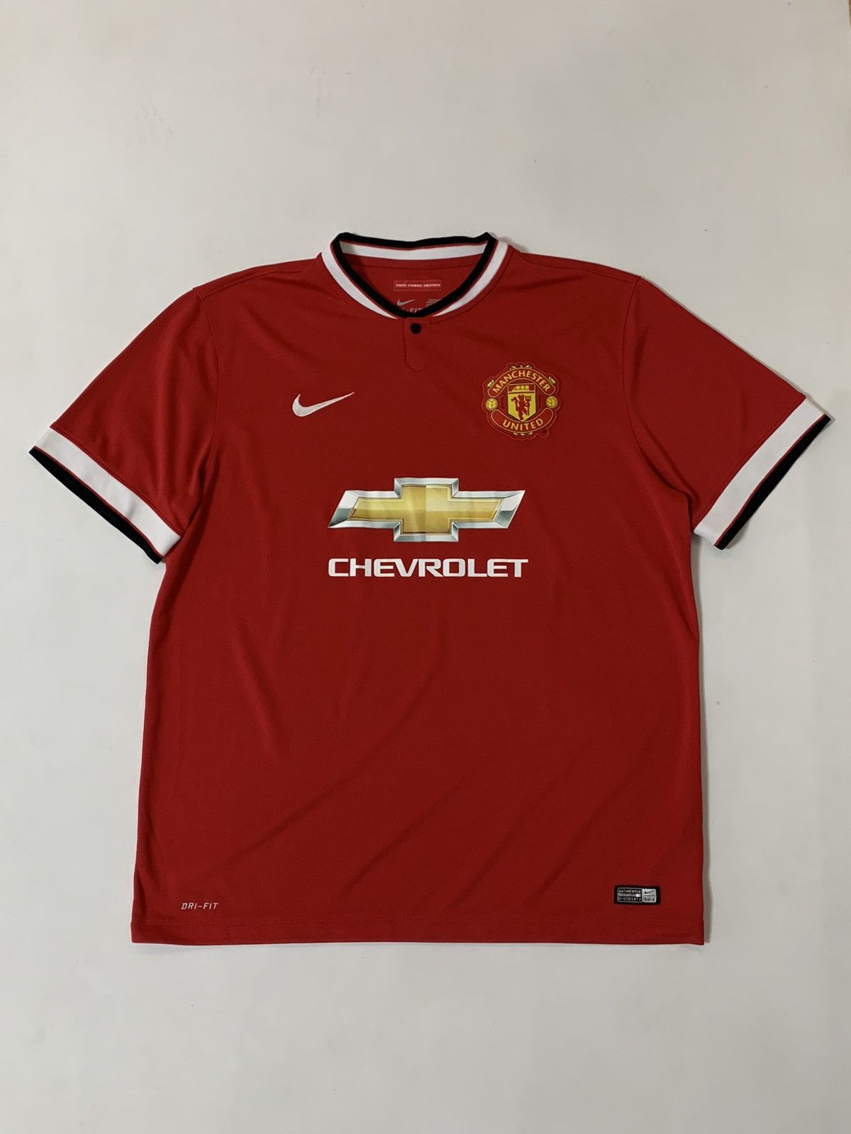 Nike × Vintage 2014 Manchester United Soccer Jersey Chevrolet Like New Size US XL / EU 56 / 4 - 1 Thumbnail