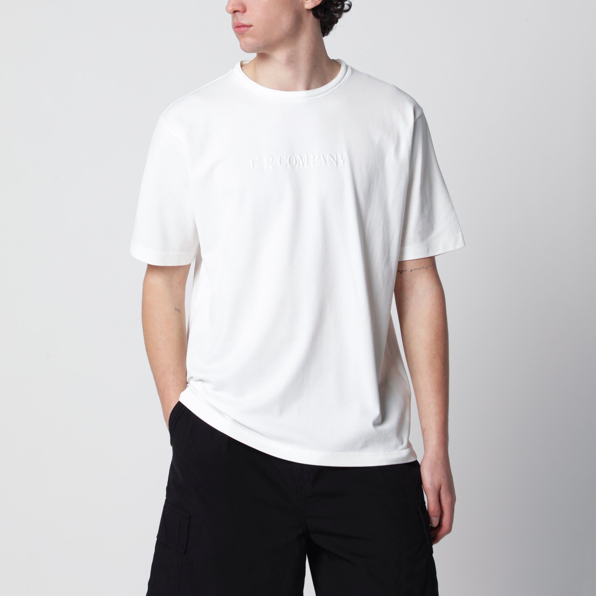 C.P. Company C.P. Company White T-Shirt With Embroidered Logo Size US M / EU 48-50 / 2 - 1 Thumbnail