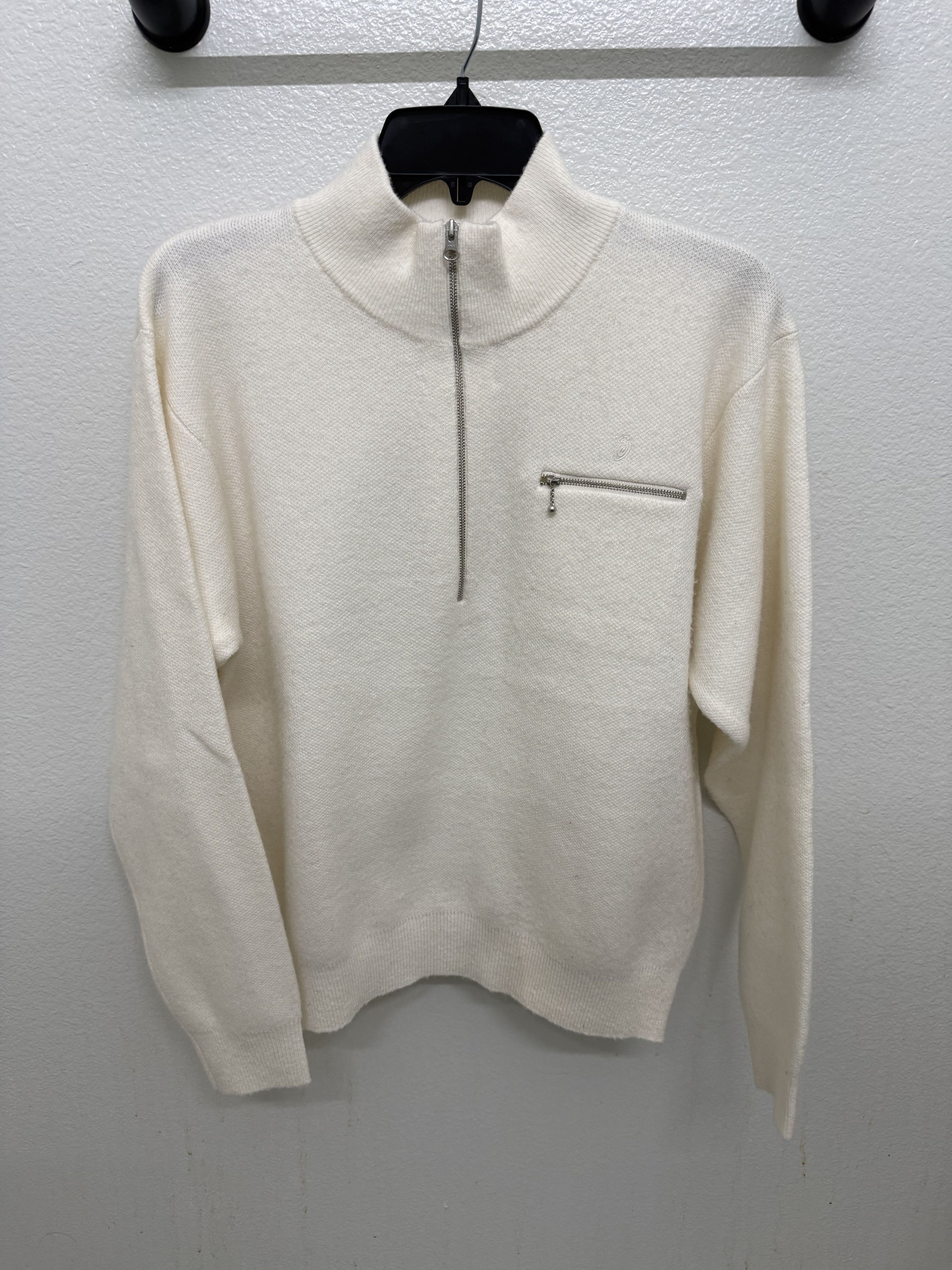 Stüssy Half-Zip Sweater Cream White Mock Neck Size S