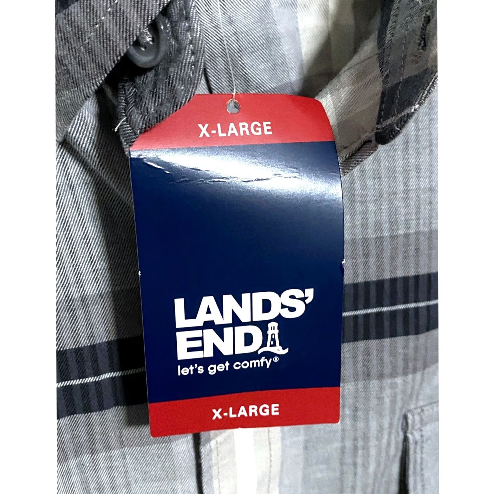 Lands' End Lands End Shirt Mens XL Gray Plaid Traditional Button Classic Pockets Flap NWT Size US XL / EU 56 / 4 - 3 Thumbnail