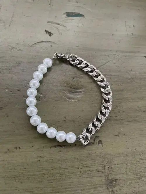 VIBE Silver Pearl Cuban Bracelet Size ONE SIZE - 4 Thumbnail