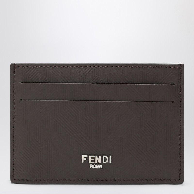 Fendi Fendi Brown Slim Leather Shadow Card Holder Size ONE SIZE - 1 Thumbnail