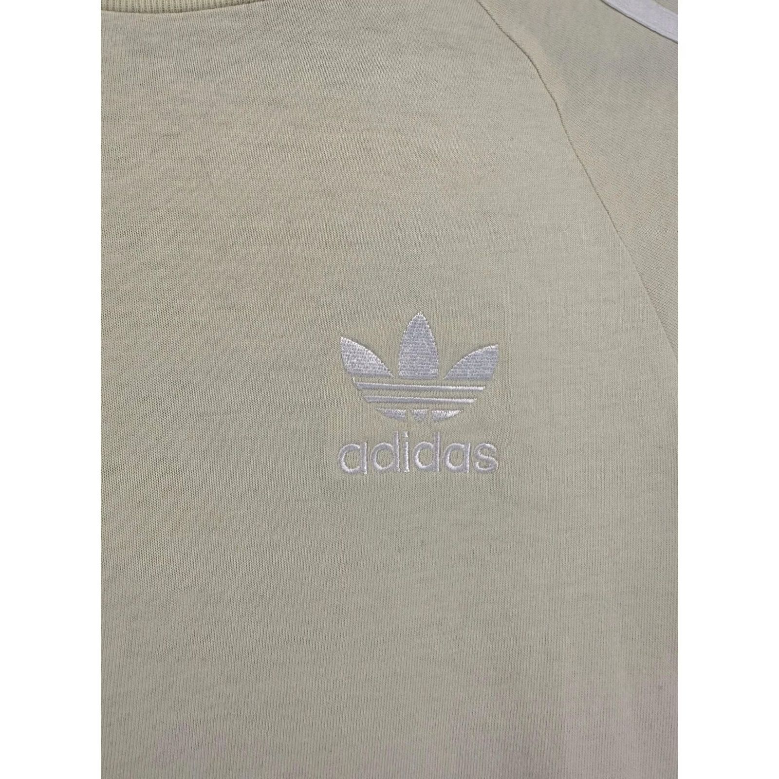Adidas ADIDAS Shirt Men XS T-Shirt Jersey Classic Crew Neck Short Sleeve 100% Cotton Yellow White Original 3 Stripes Modern Basic Tee Womens Mens Boys Girls Size US XS / EU 42 / 0 - 6 Thumbnail