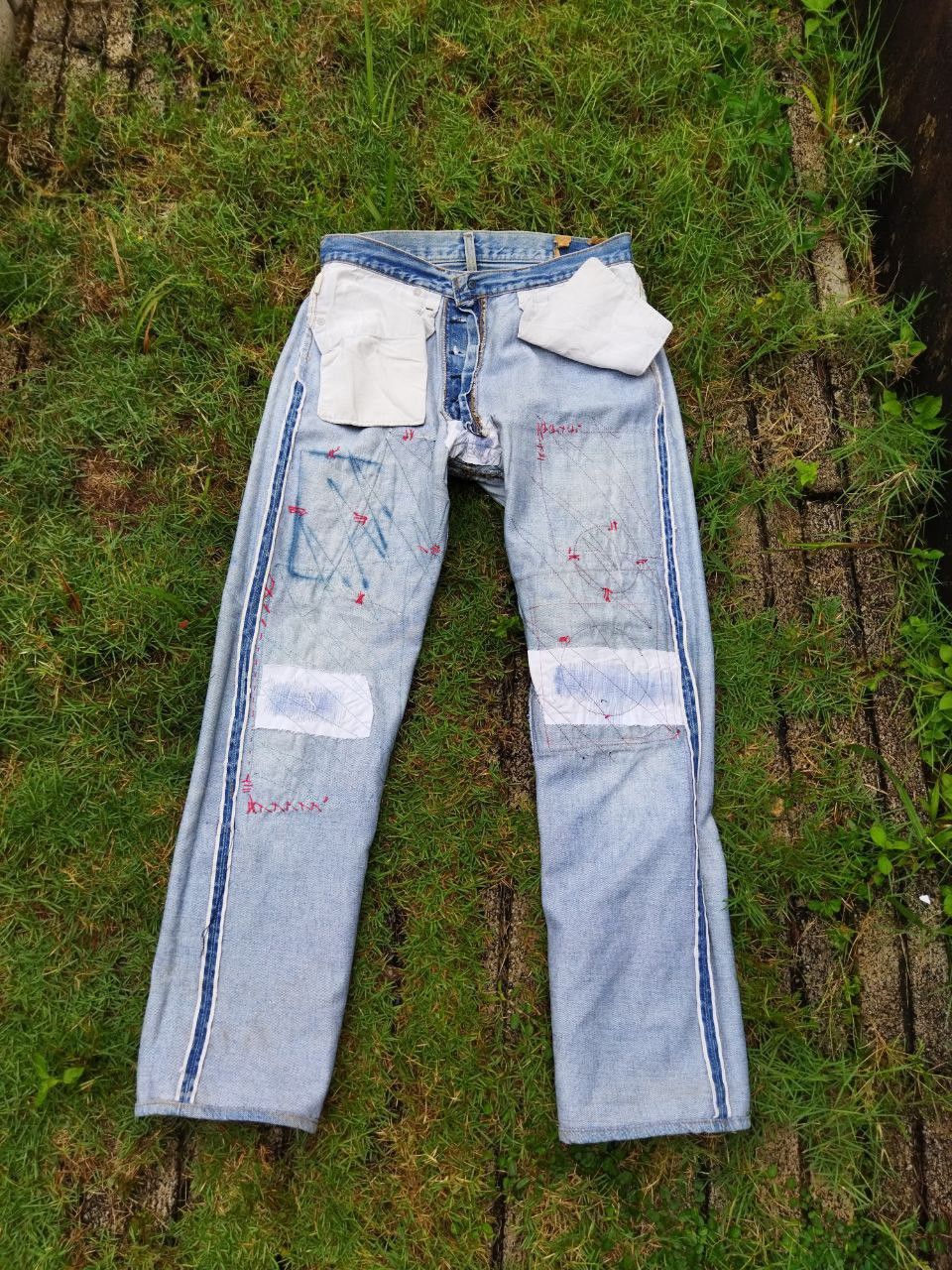 Levi's Vintage Clothing Levis Vintage 501 Redline Custom Boro Patchwork Jeans Size US 34 / EU 50 - 16 Thumbnail