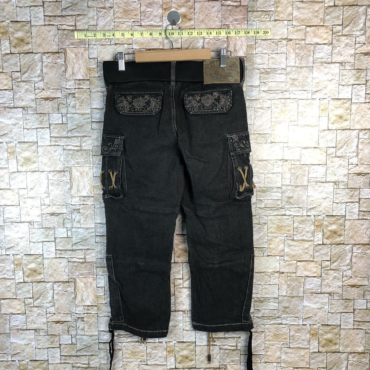 Japanese Brand Maliani Black Cropped seditionaries punk cargo Pants #A956 Size US 29 - 18 Thumbnail