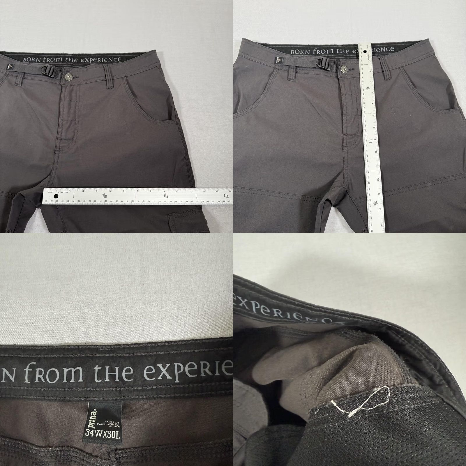 Prana prAna Zion Stretch Cargo Pants Mens 34x30 Gray Lightweight Hiking Outdoor Belted Zip Fly Pockets Cargo Waist Adjustable Regular Fit Casual Travel Mens Size US 34 / EU 50 - 8 Thumbnail