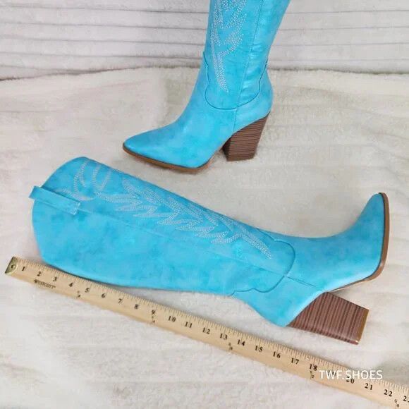 Other So Me Cruising Brushed Metallic Western Cowgirl Knee Boots T Size US 8.5 / IT 38.5 - 6 Thumbnail