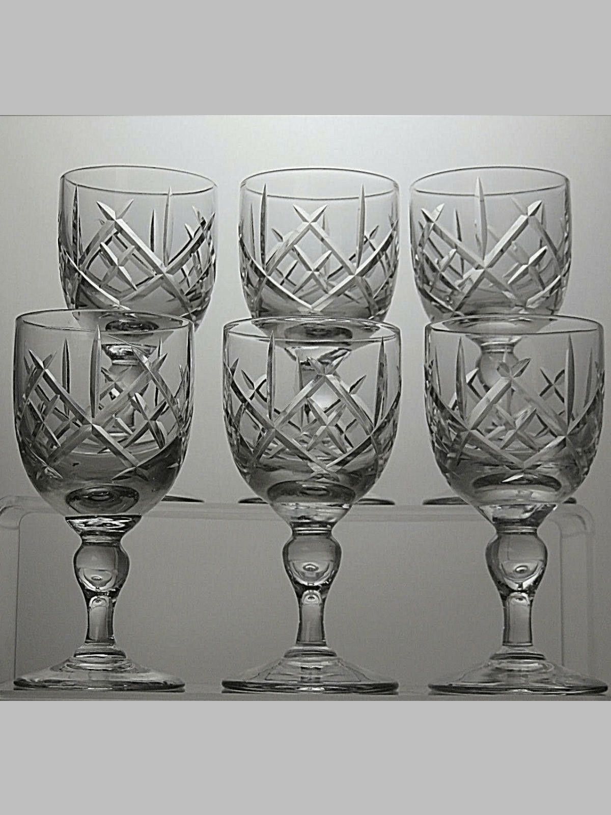 Other 6 xThomas Webb Crystal Hatton Garden Cut Wine Glasses 4 1/2" Size ONE SIZE - 1 Thumbnail