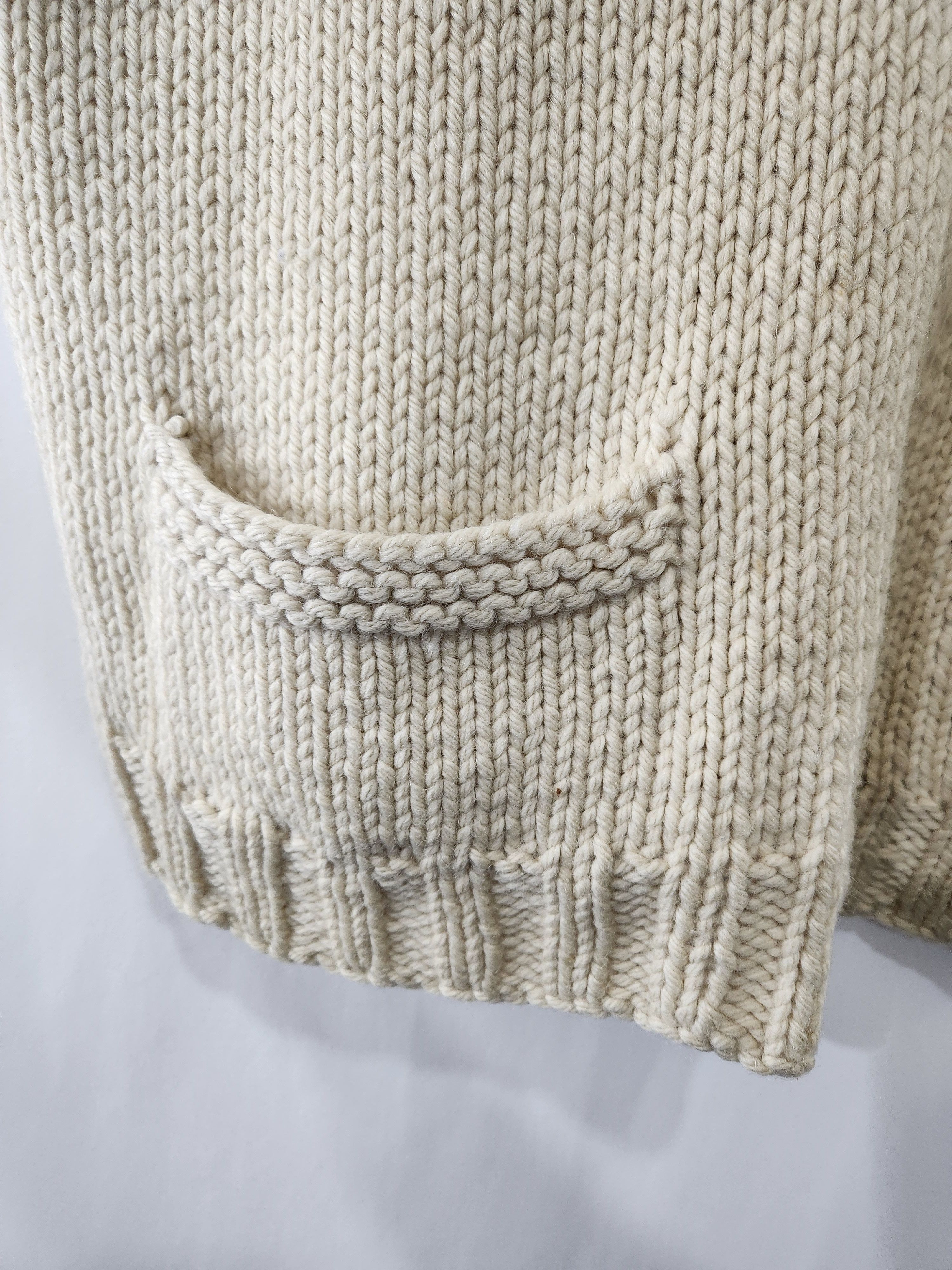 Other Hand Knit Blue Ivory Fair Isle Yolk Shawl Collar Zip Up Size US XL / EU 56 / 4 - 5 Thumbnail