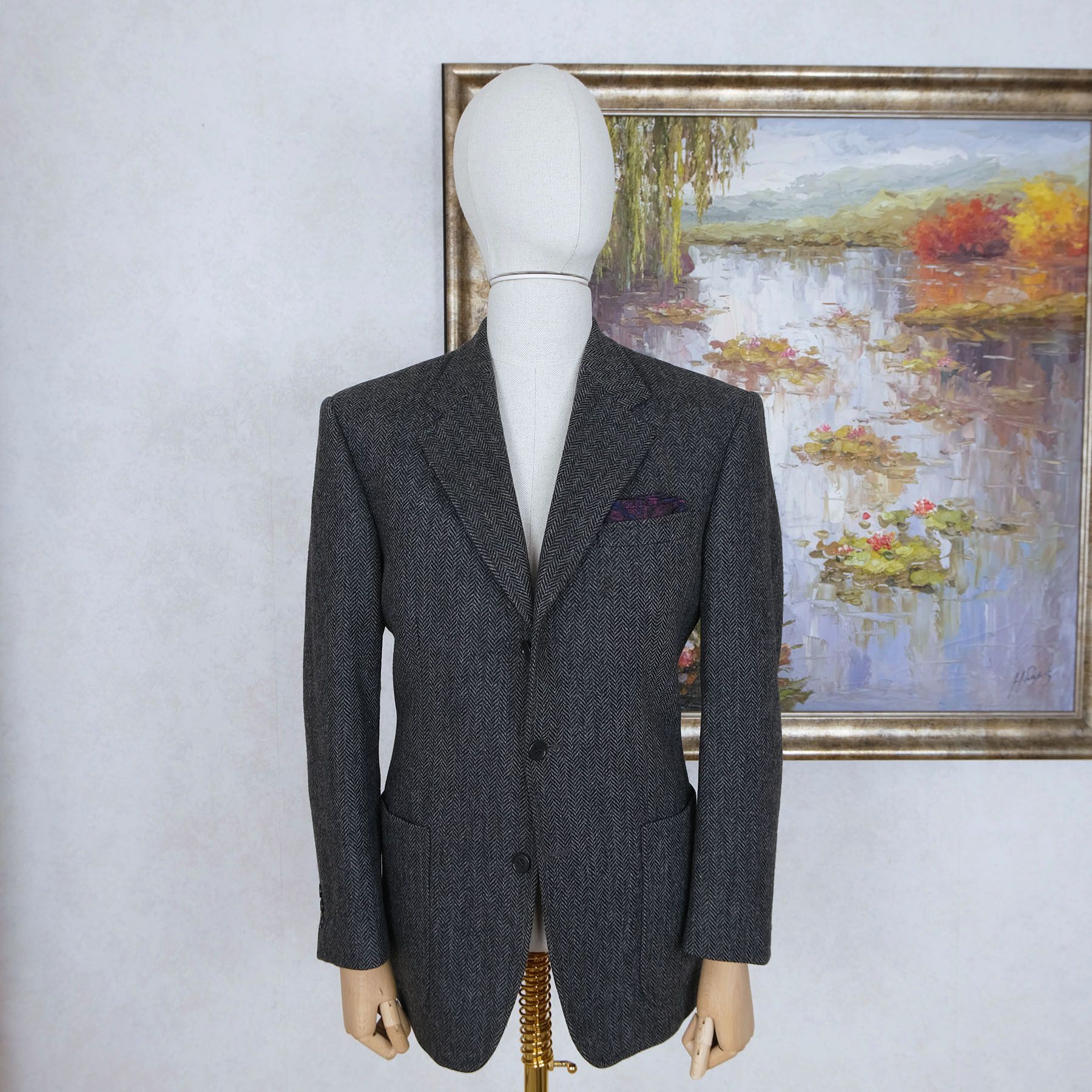 Other Sartoria Caracciolo, Grey Tweed Jacket, Size 40, Napoli Size 40R - 1 Thumbnail