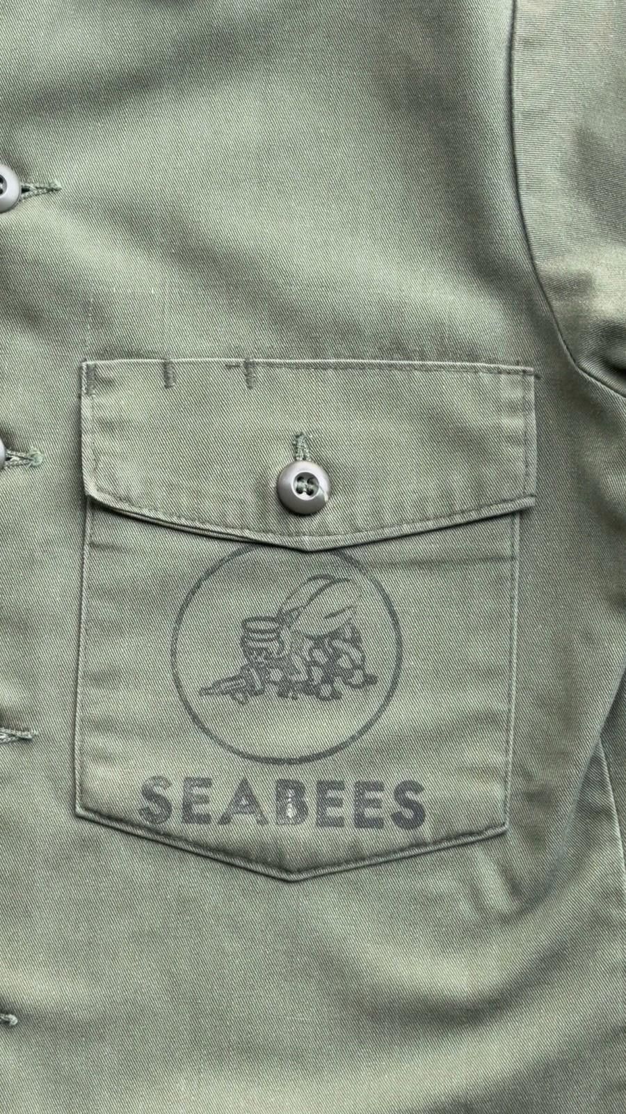 Other Seabees US Navy Battalion Military Uniform Shirt 21x29.5 Med Size ONE SIZE - 6 Thumbnail