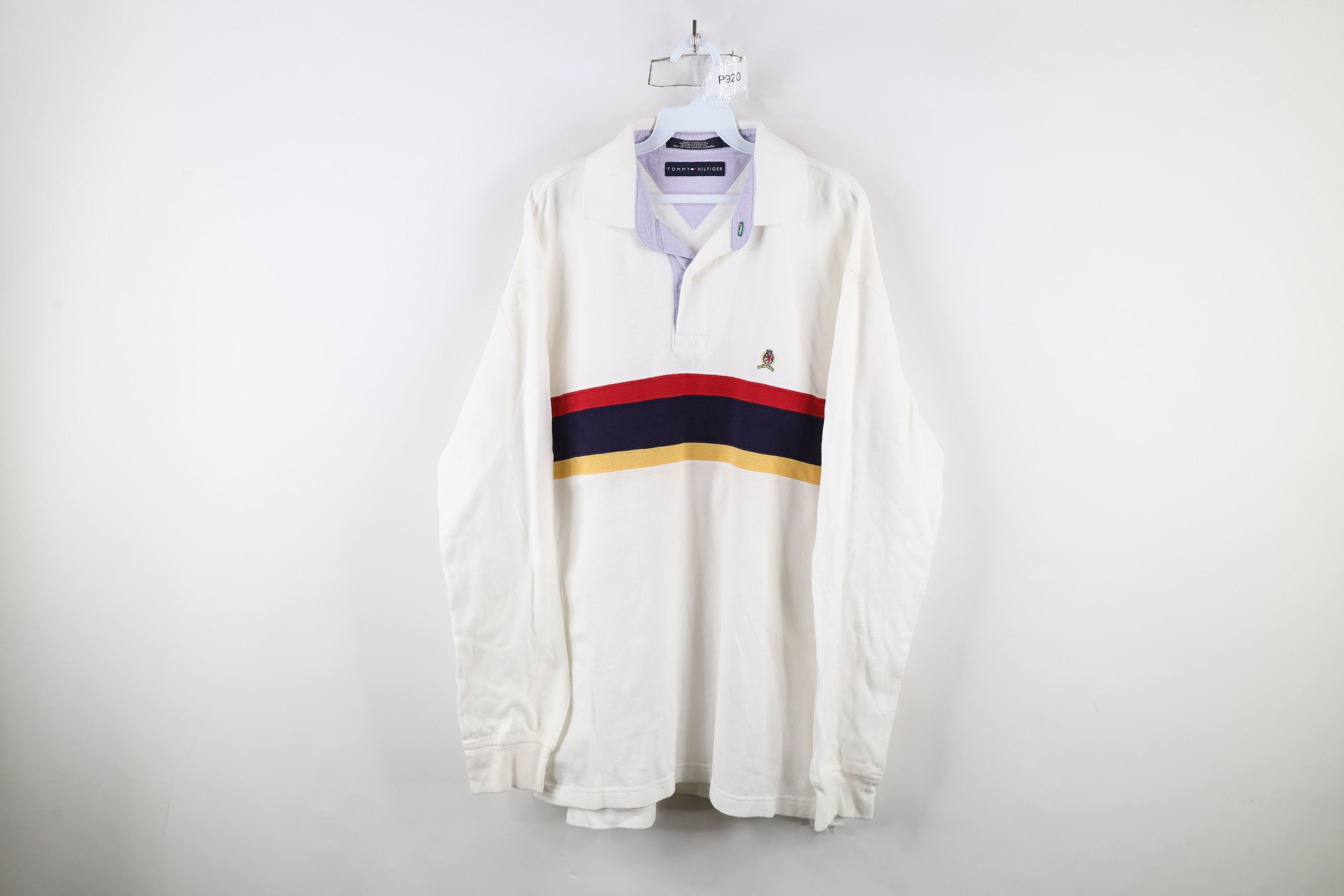 Tommy Hilfiger × Vintage Vintage 90s Tommy Hilfiger Block Long Sleeve Rugby Polo Size US L / EU 52-54 / 3 - 1 Thumbnail