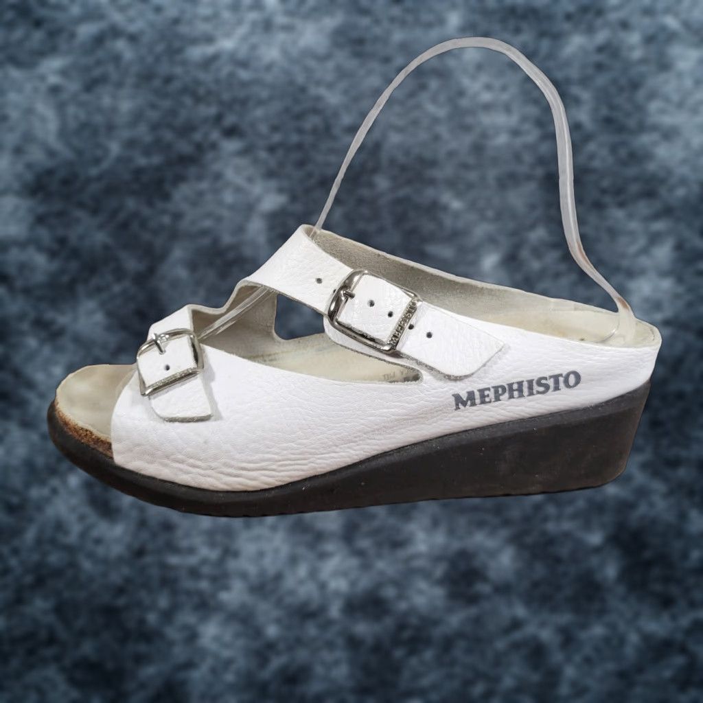 Mephisto Elka Sandal Womens White Leather Buckle Strappy Casual Travel 8 US 38 EU Flat Heel