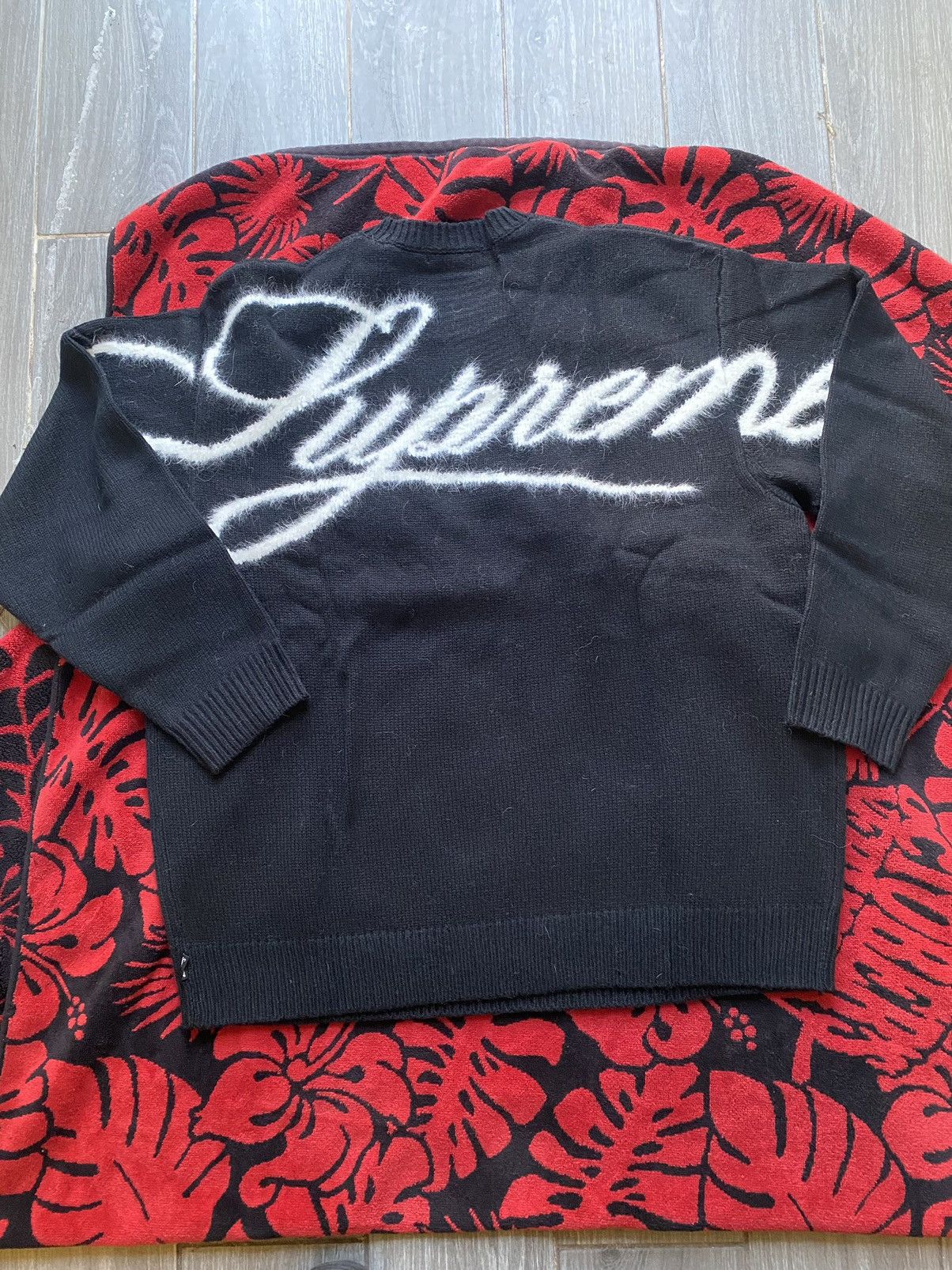 Supreme Supreme Angora Script Sweater Black XL | Grailed
