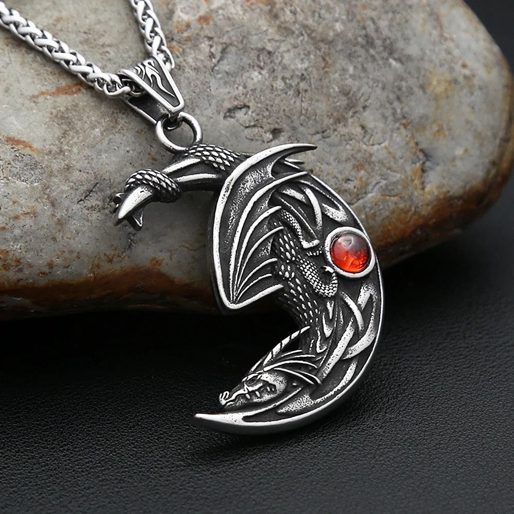 Other Sleeping Dragon On Moon Pendant Necklace Size ONE SIZE - 4 Thumbnail