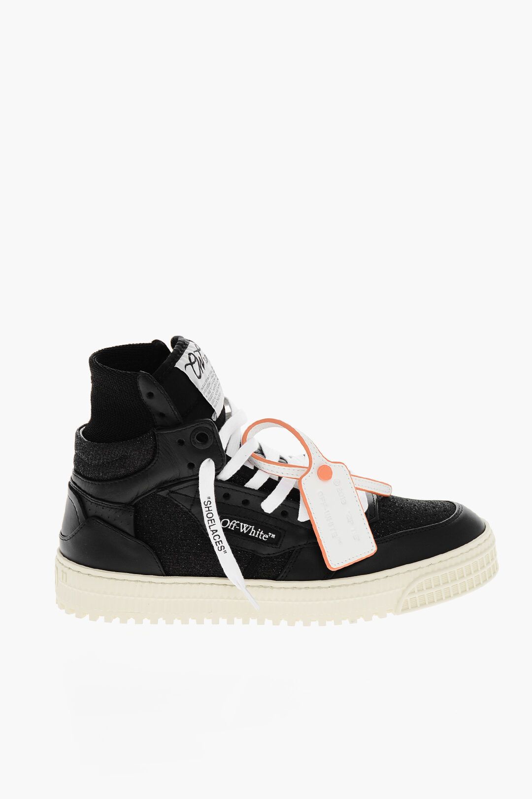 Off-White og1mm1125 Glittered Leather 3.0 Off Court Hi-Top Sneakers Size US 7 / IT 37 - 1 Thumbnail