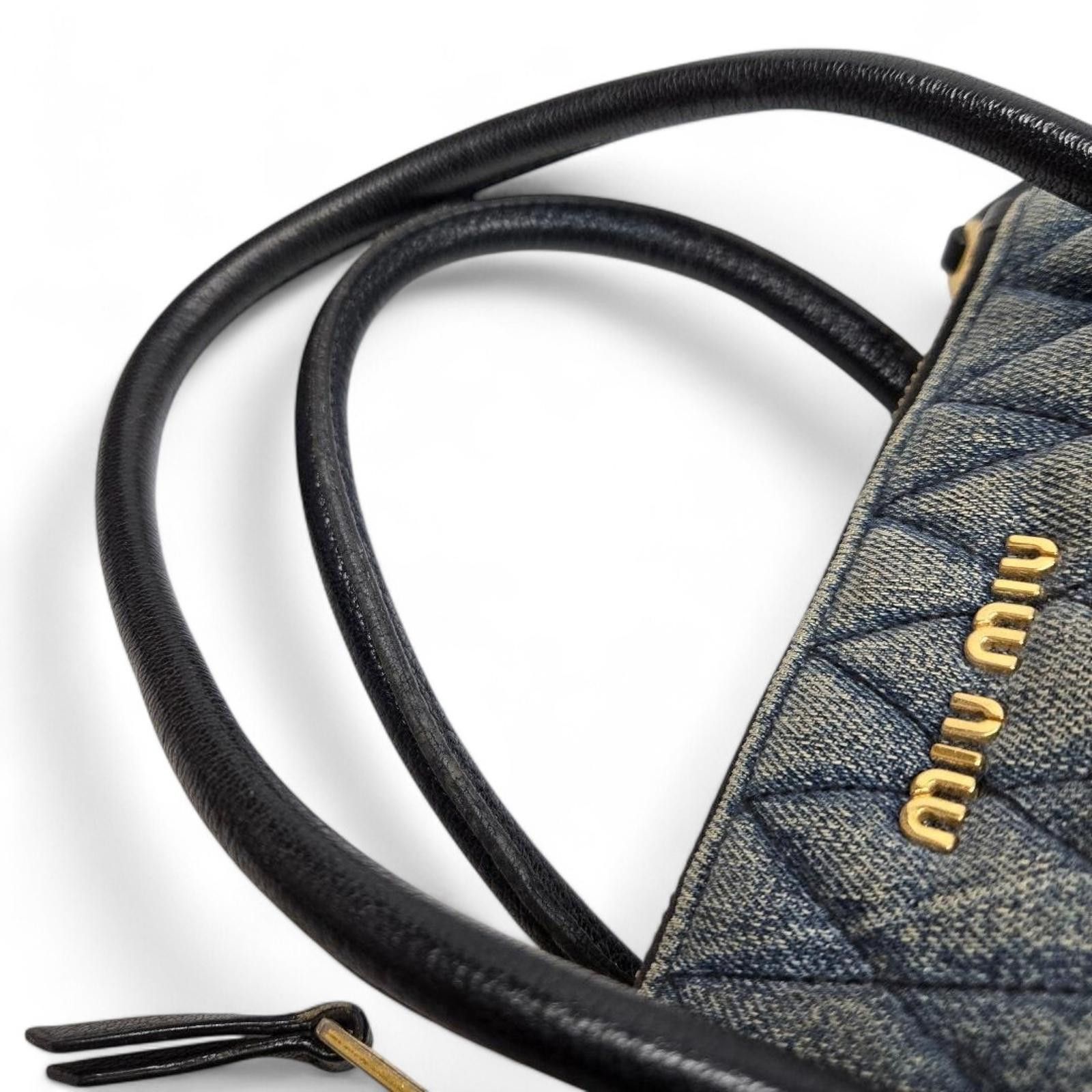 Miu Miu Miu Miu - Denim Quilted Handbag Black Leather Size ONE SIZE - 6 Thumbnail