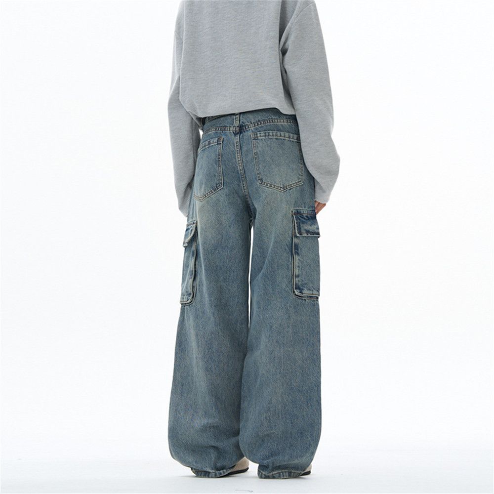Vintage Men's cartoon embroidered multi-pocket work jeans Size US 32 / EU 48 - 3 Thumbnail