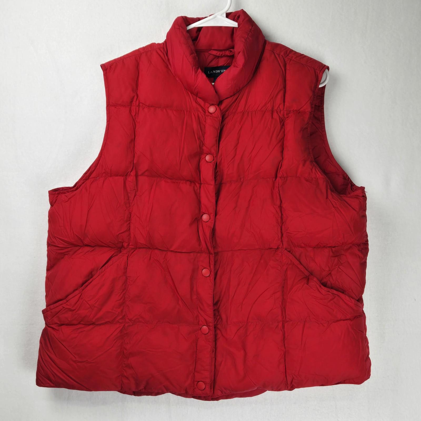 Lands' End Lands End Red Puffer Vest Womens XL Down FIlled Size XL / US 12-14 / IT 48-50 - 1 Thumbnail