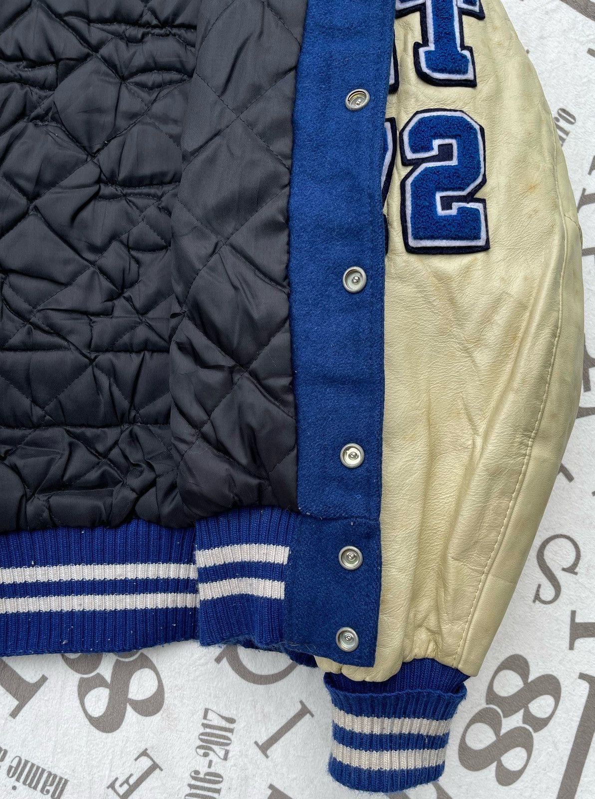 Delong 🔥Vintage 90's Delong USA Hurricanes Leather Sleeve Varsity Size US L / EU 52-54 / 3 - 21 Thumbnail