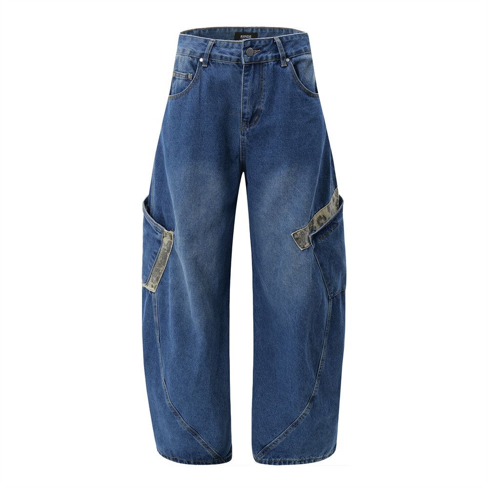 Japanese Brand × Jean Men's color matching pocket loose scimitar work jeans y2k Size US 32 / EU 48 - 1 Thumbnail