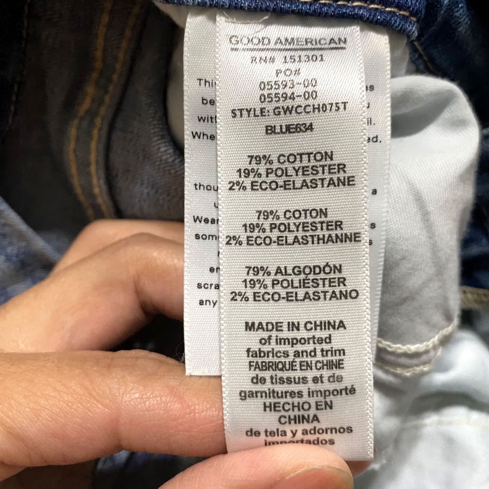 Good American Good American Jeans Womens 8 Blue Denim Skinny High Rise Distressed Medium Wash Size 30" / US 8 / IT 44 - 4 Thumbnail
