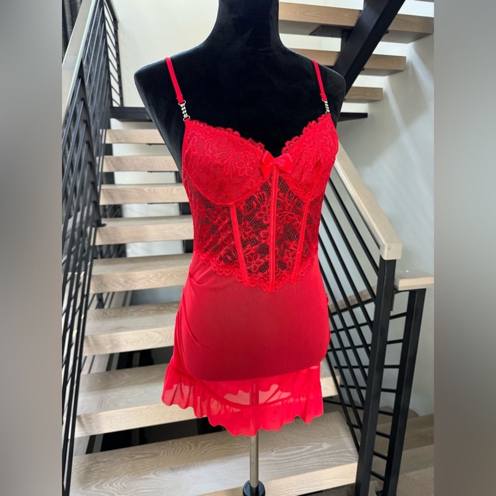 Other Elegant Red Lace Lingerie Set Size S / US 4 / IT 40 - 8 Thumbnail