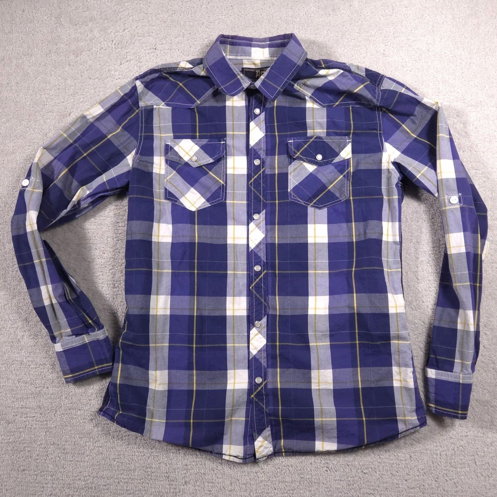 Vintage VINTAGE AO Shirt Mens Large Blue Plaid Western Snap Button Long Sleeve Cowboy Size US L / EU 52-54 / 3 - 2 Thumbnail