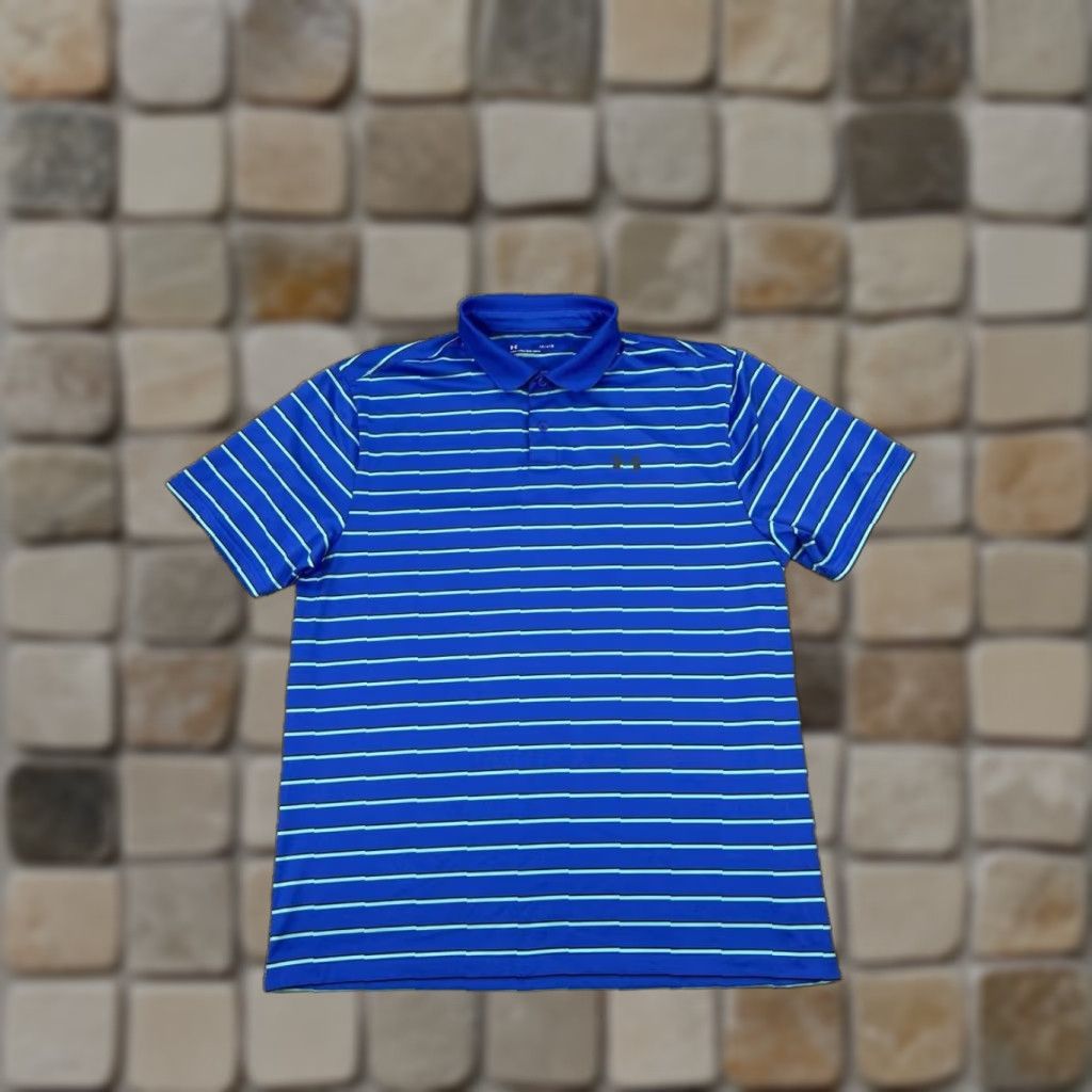 Under Armour Under Armour Polo Shirt Mens Large Blue HeatGear Golf Polo Shirt Mens Large Blue Green HeatGear Golf Size US L / EU 52-54 / 3 - 1 Thumbnail