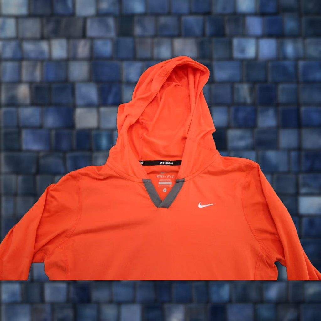 Nike Nike Dri-FIT Running V-Neck Orange Lightweight Hoodie Womens Size S Size S / US 4 / IT 40 - 1 Thumbnail